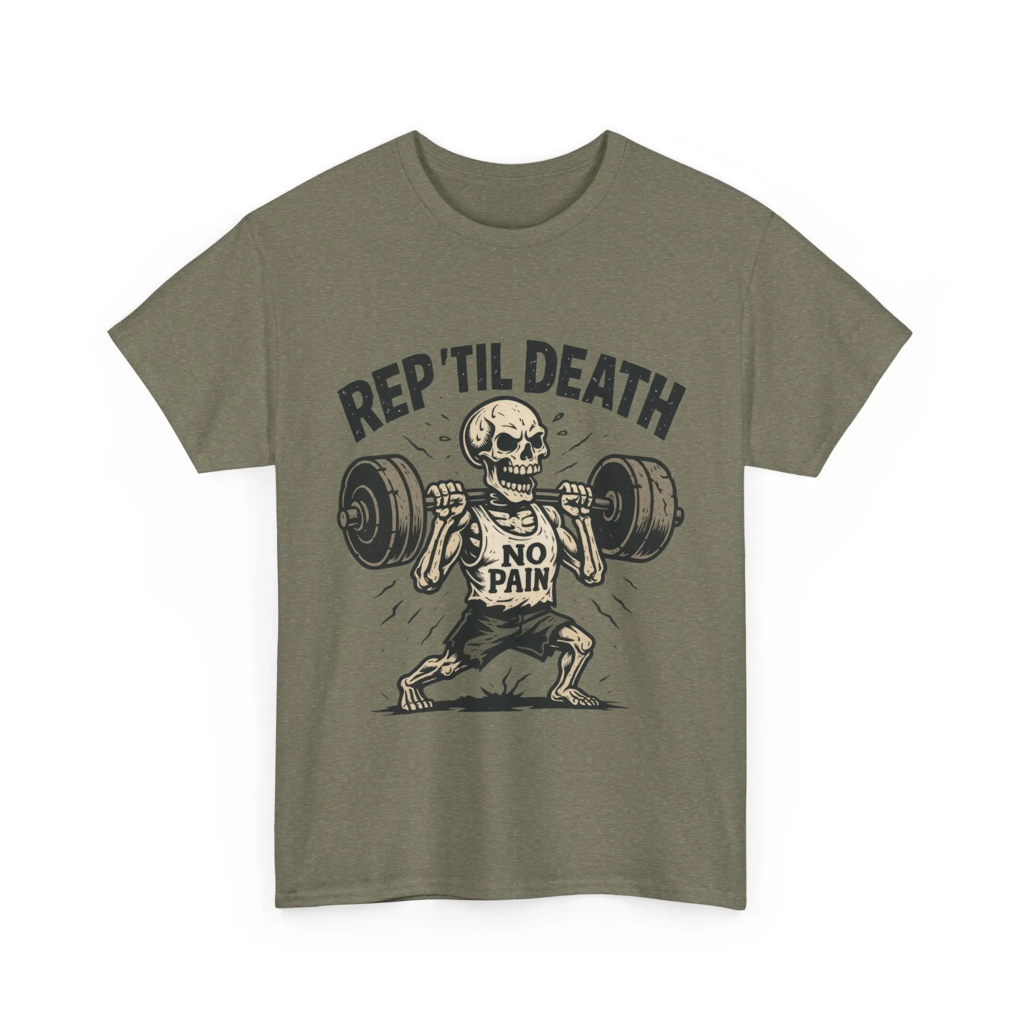 Mens Hardcore Fitness Shirt, No Pain Skeleton Workout Tee, Shirt for Fitness Lovers, Humor Gift for Bodybuilders, Rep Til Death Workout Tee - Image 9