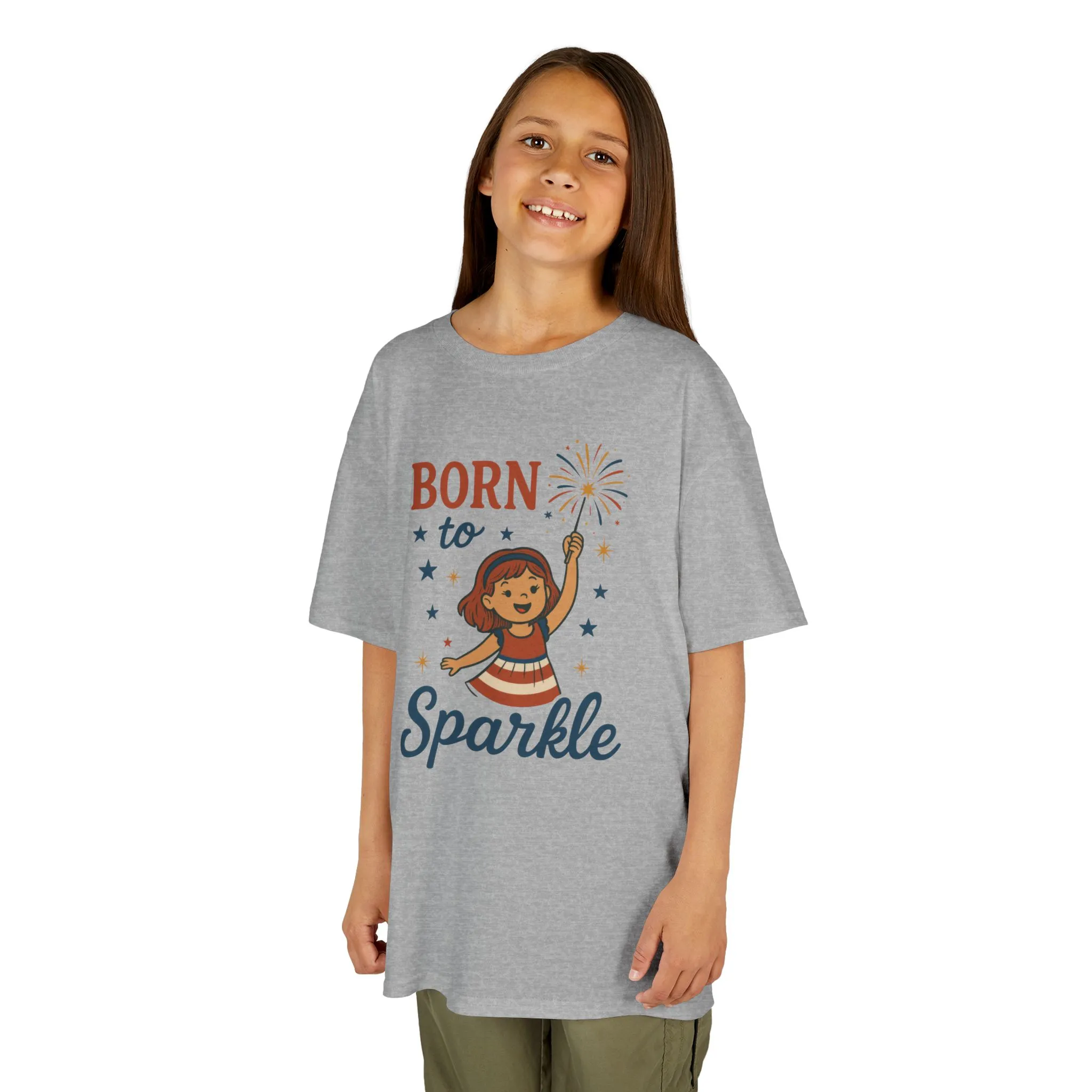 4th of July Shirt for Girls, Born to Sparkle Tee For Kids, Patriotic Fireworks Youth T-Shirt, Independence Day Outfit for Tween Girls - Image 8
