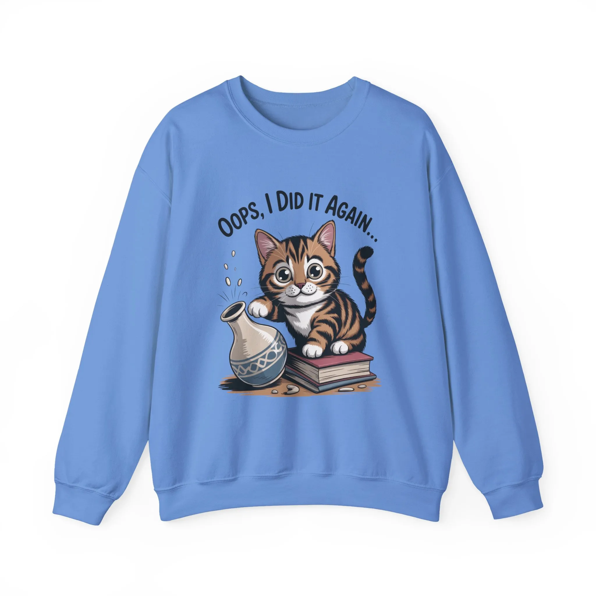 Cute Cat Oops! I Did It Again Sweatshirt, Funny Pet Lover Gift, Cozy Crewneck for Cat Moms, Purrfect for Birthdays, Casual Wear - Image 13