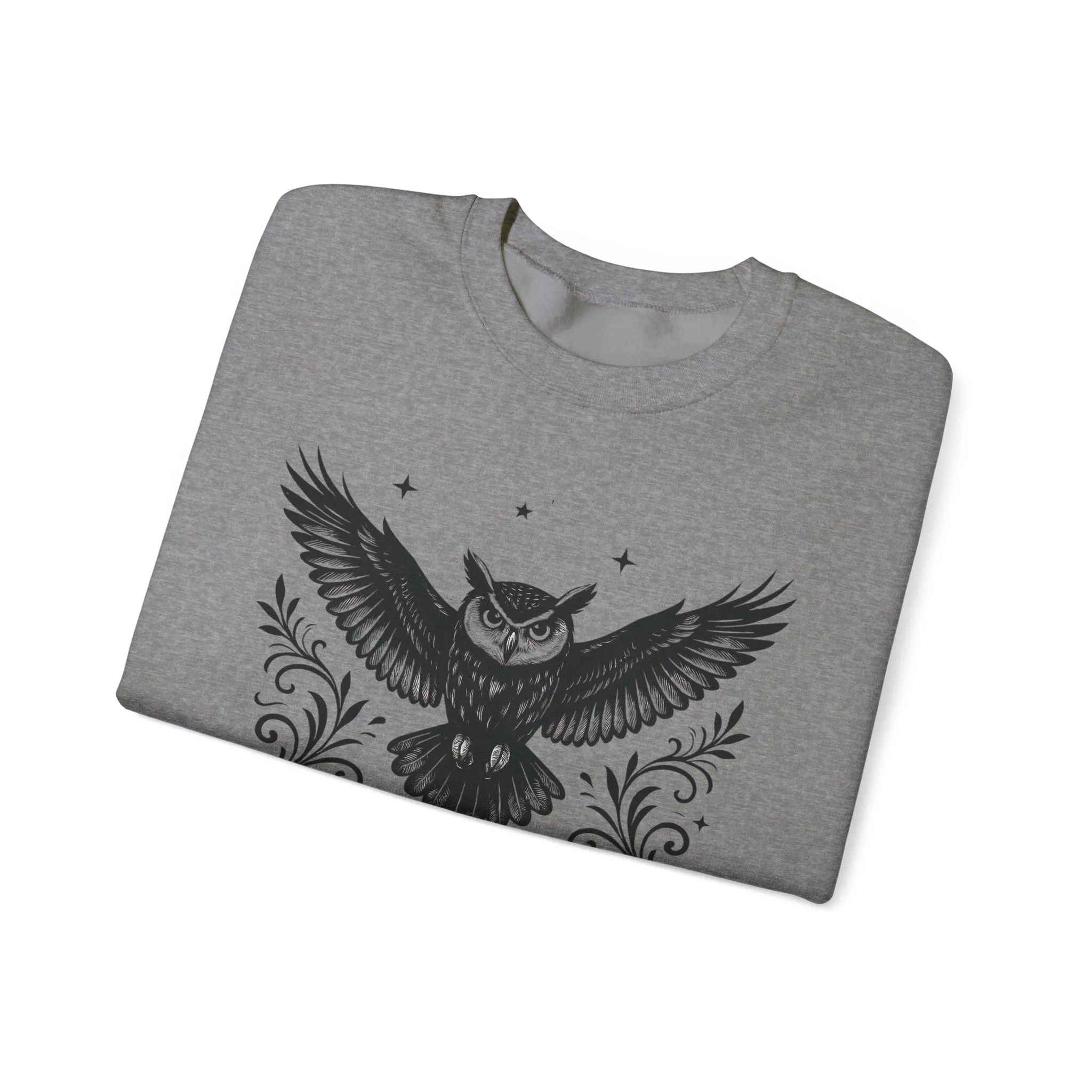 Eyes of the Night Owl Sweatshirt, Mens Dark Gothic Sweatshirt, Mysterious Owl Graphic Pullover, Forest Bird of Night Design, Halloween Gift - Image 22