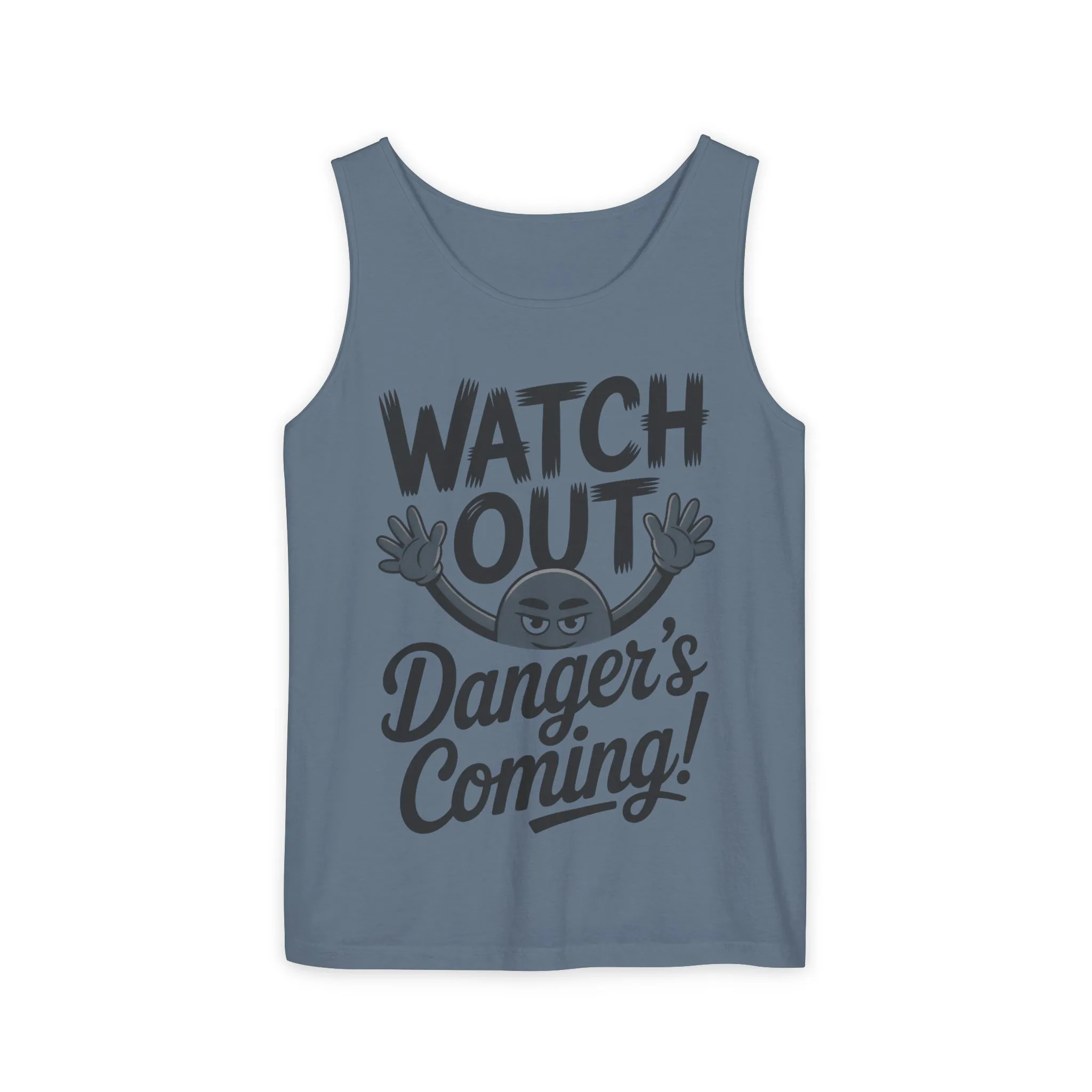 Watch Out! Danger's Coming, Mens Garment-Dyed Tank Top, Summer Tank, Trendy Mens Top, Fun Graphic Tee, Casual Wear, Gift for Him - Image 22