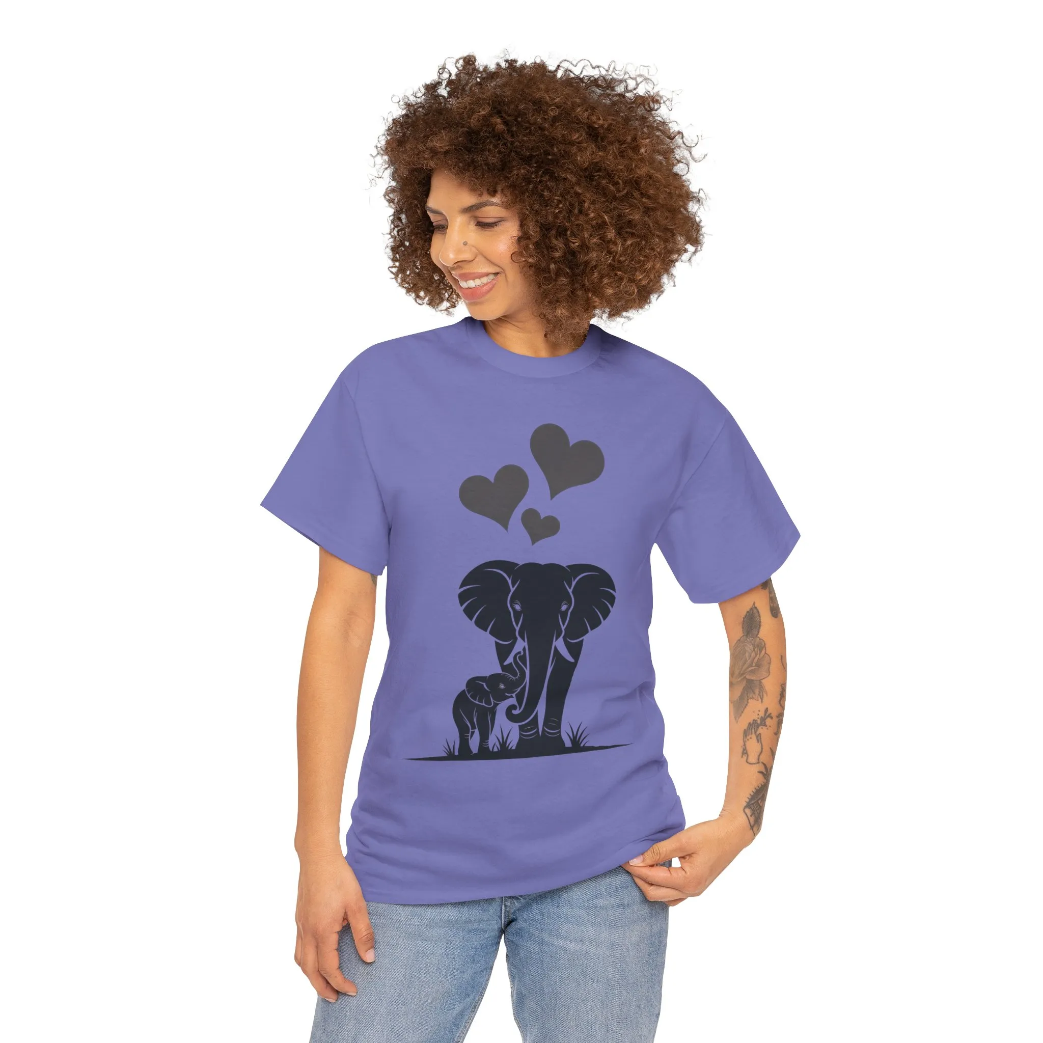 Elephant Mom and Baby T-Shirt, Elephant Love Cotton Tee, Cute Animal Shirt, Animal Lover Gift, Cute Minimalist Elephant Design - Image 17