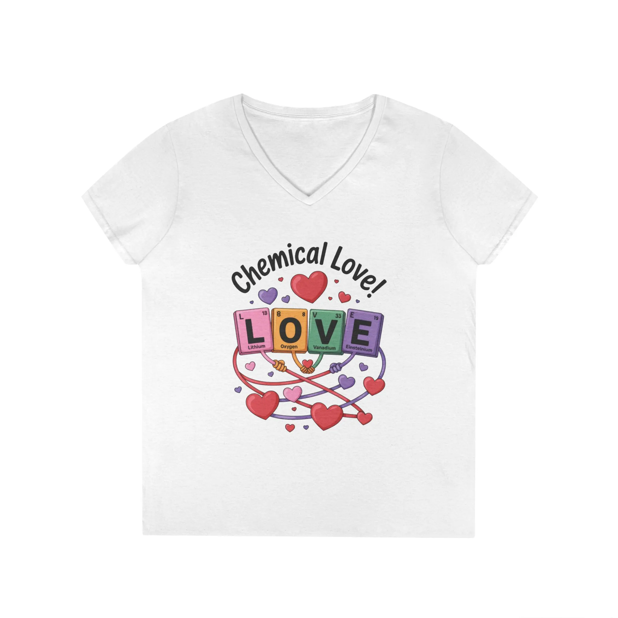 Chemical Love V-Neck T-Shirt, Cute Chemistry Shirt, Valentines Day Gift, Science Lover Apparel, Funny Graphic Tee - Image 2