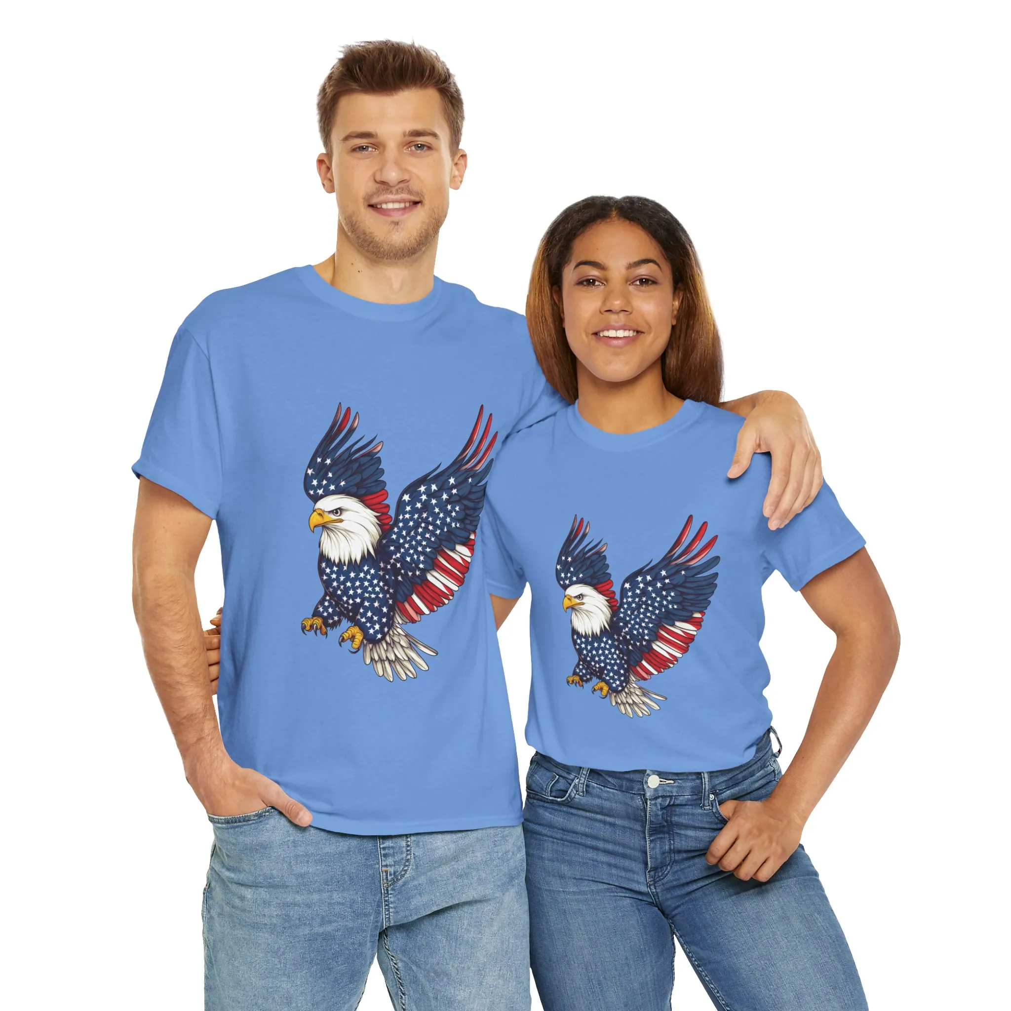 Patriotic Eagle Tee, Unisex Heavy Cotton T-Shirt for Independence Day, Memorial Day, Veterans Day, Gift for Nature Lovers, Casual Wear