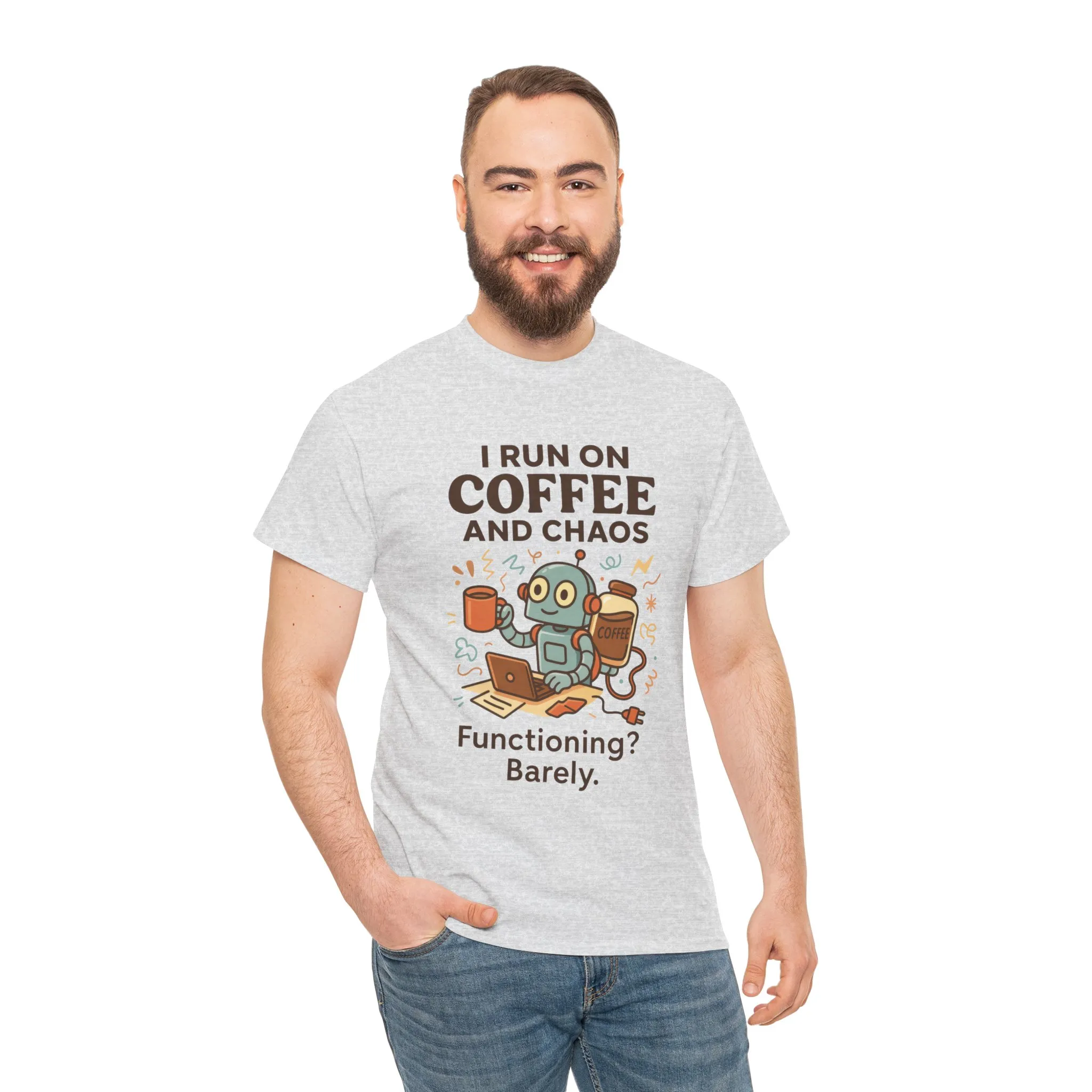 I Run on Coffee and Chaos Unisex Heavy Cotton Tee, Funny Coffee Lover Shirt, Gift for Him/Her, Work from Home Humor Tee, Relaxed Fit [...] - Image 33