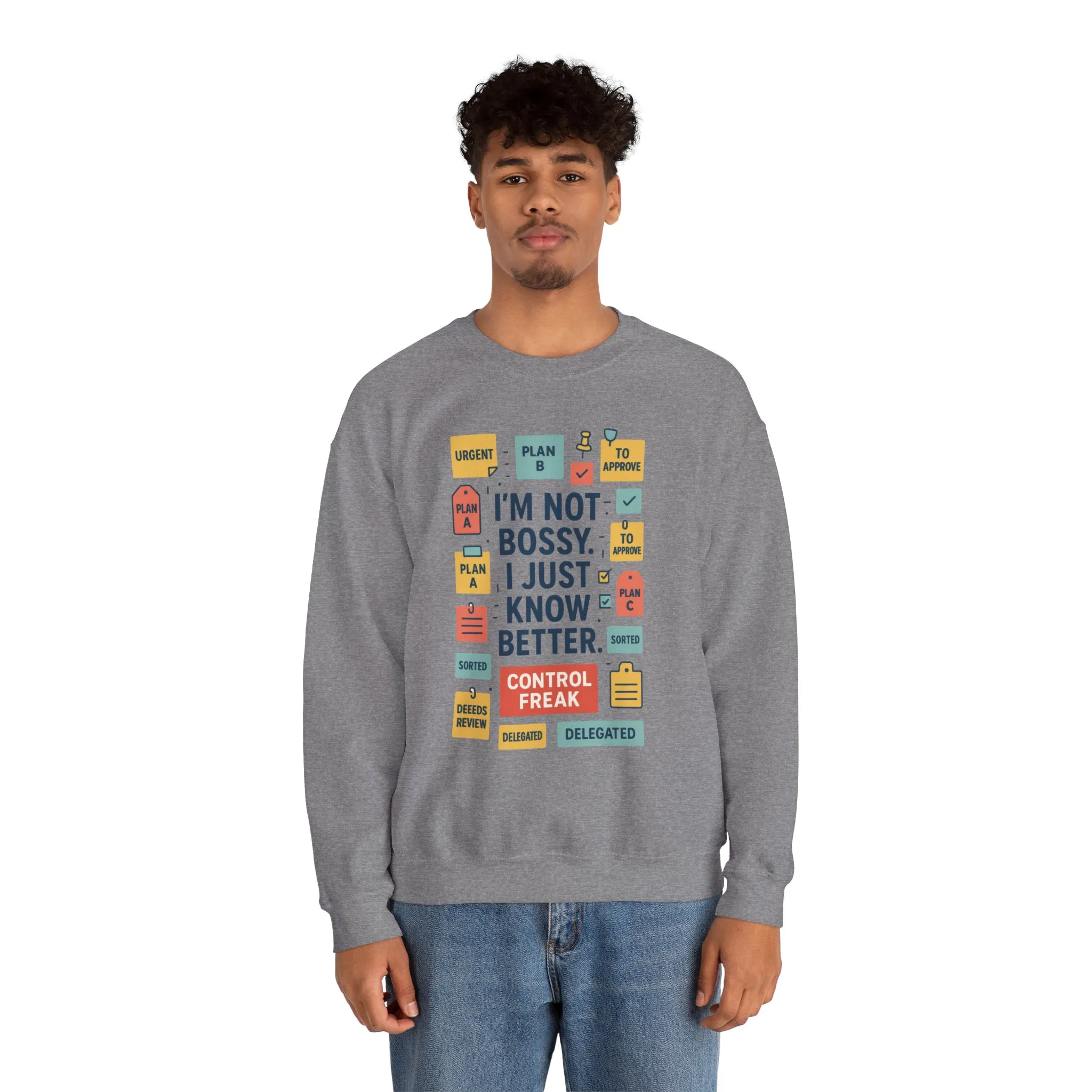 Funny Mens Control Freak Sweatshirt, Sarcastic Crewneck Gift for Him, Perfect Gift for Bossy Friends - Image 18