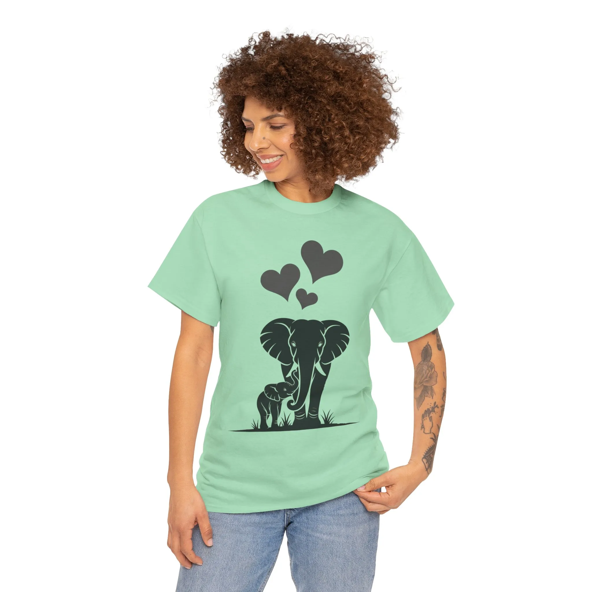 Elephant Mom and Baby T-Shirt, Elephant Love Cotton Tee, Cute Animal Shirt, Animal Lover Gift, Cute Minimalist Elephant Design - Image 35