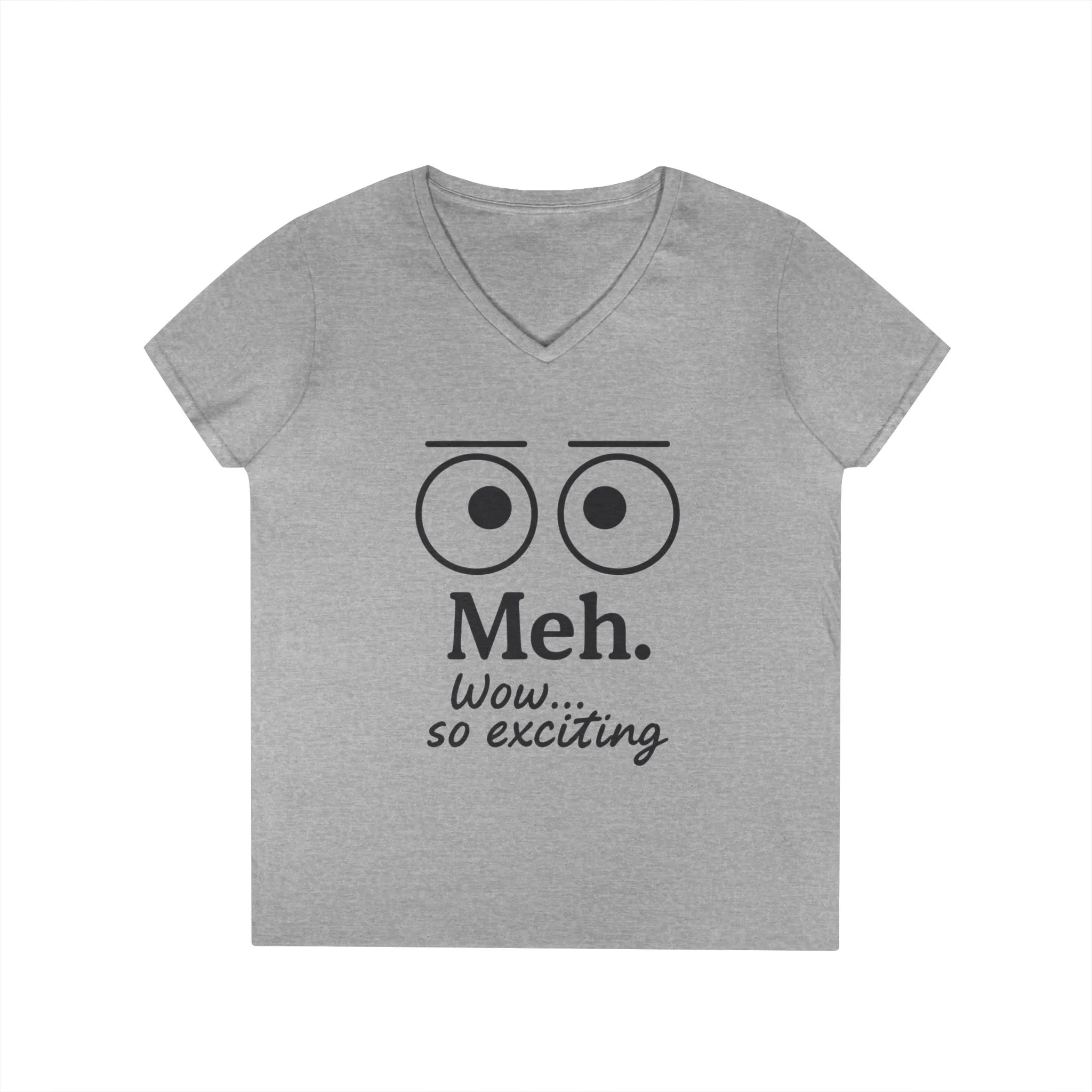Funny Ladies' V-Neck T-Shirt - "Meh." Graphic, Casual Humor Tee, Gift for Her, Everyday Wear, Cute Top - Image 7
