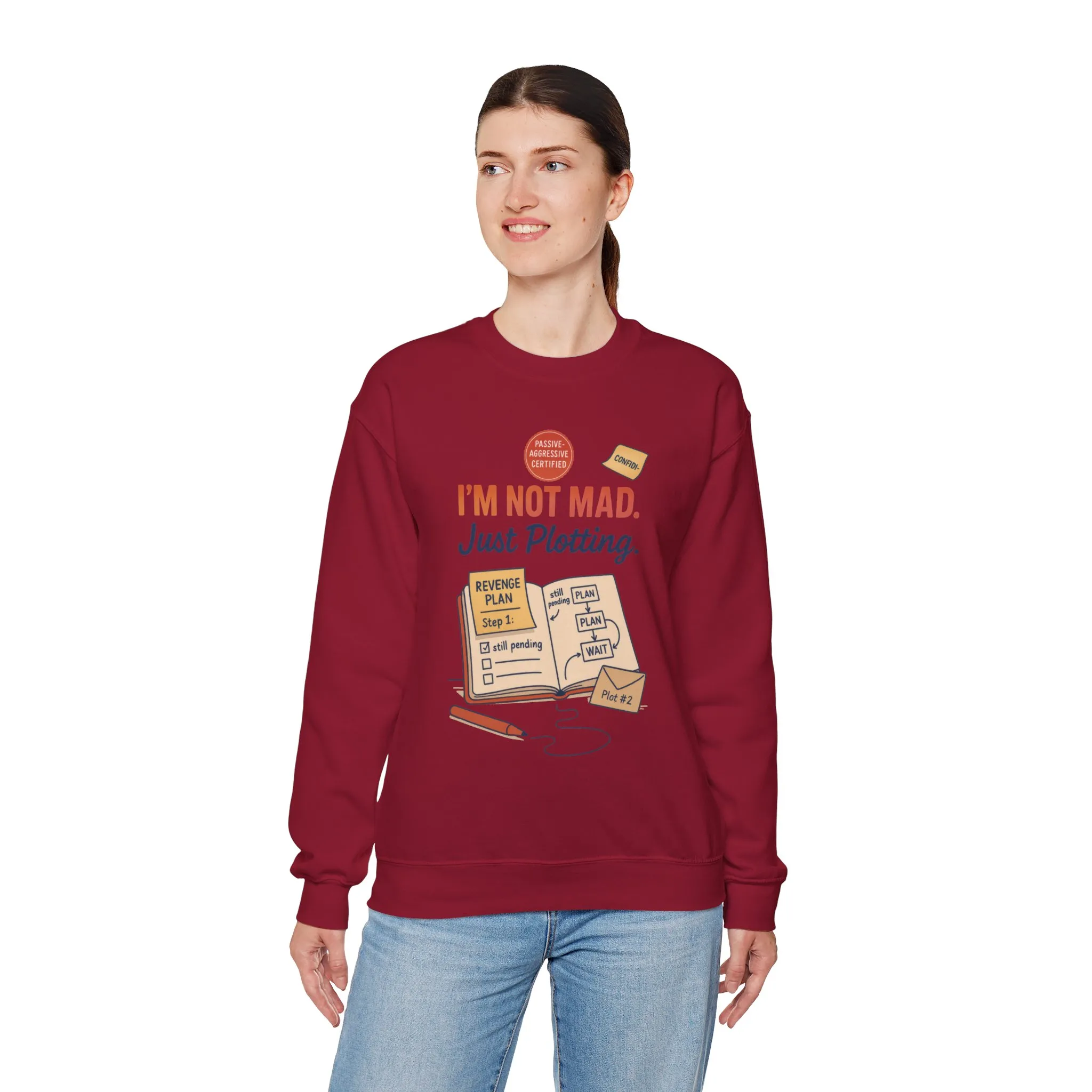 Funny Women's Revenge Sweatshirt, I'm Not Mad Just Plotting, Passive Aggressive Sarcastic Crewneck for Her, Funny Plotting Sweatshirt - Image 36