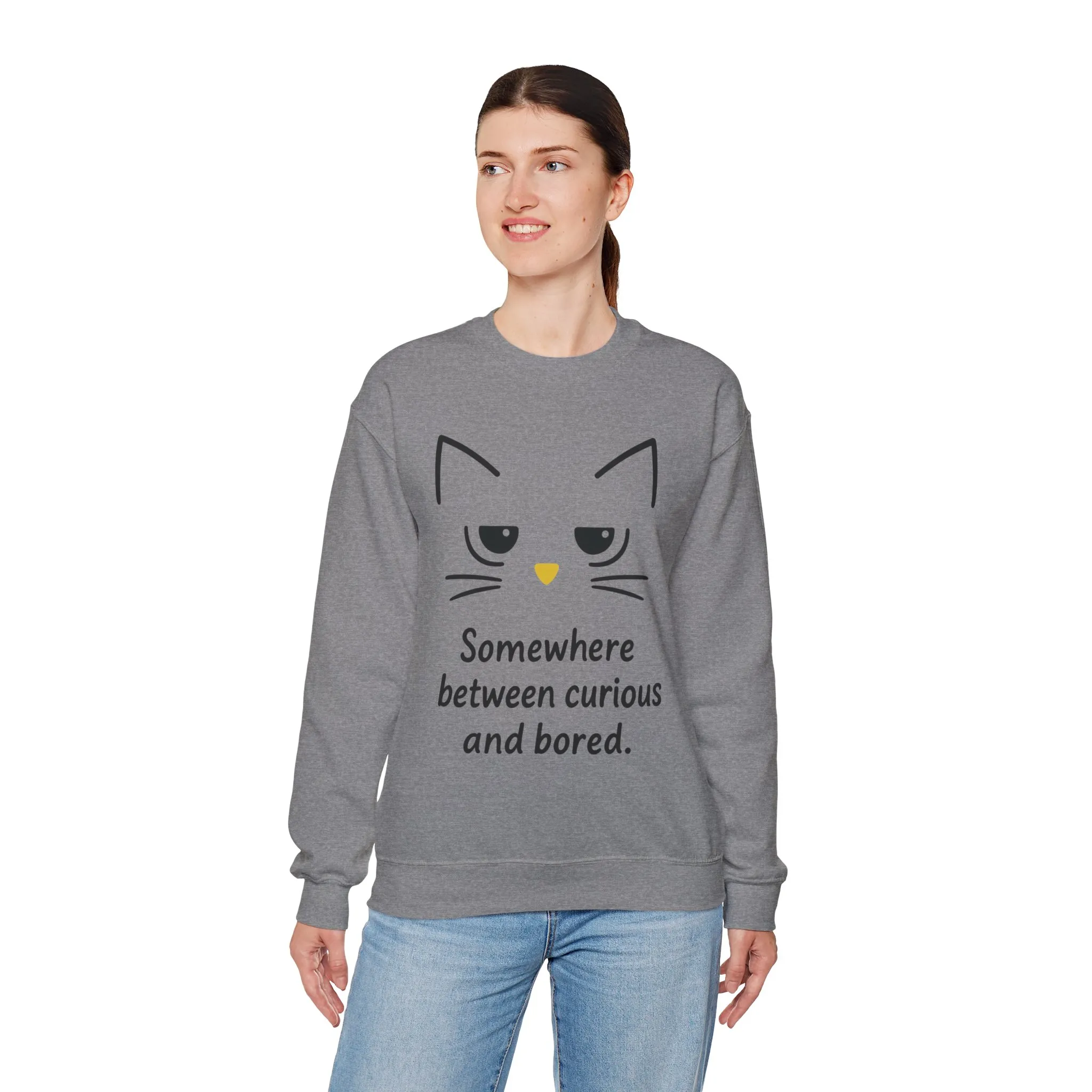 Whimsical Cat Crewneck Womens Sweatshirt, Cozy Relaxed Wear, Perfect Gift for Cat Lovers, Casual Everyday Style - Image 15