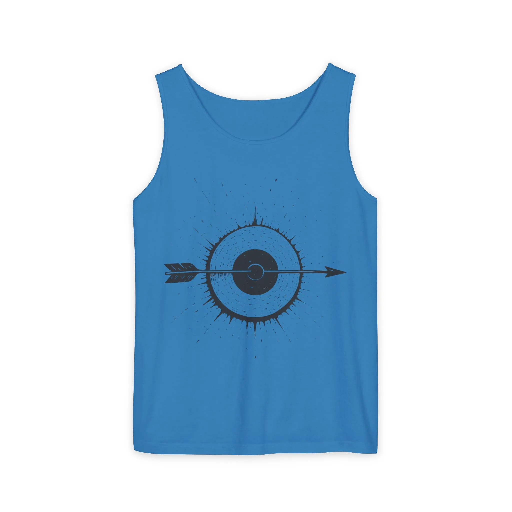 Mens Garment-Dyed Tank Top with Target Arrow Design, Casual Wear, Summer Essentials, Gym Wear, Gifts for Archery Lovers - Image 28
