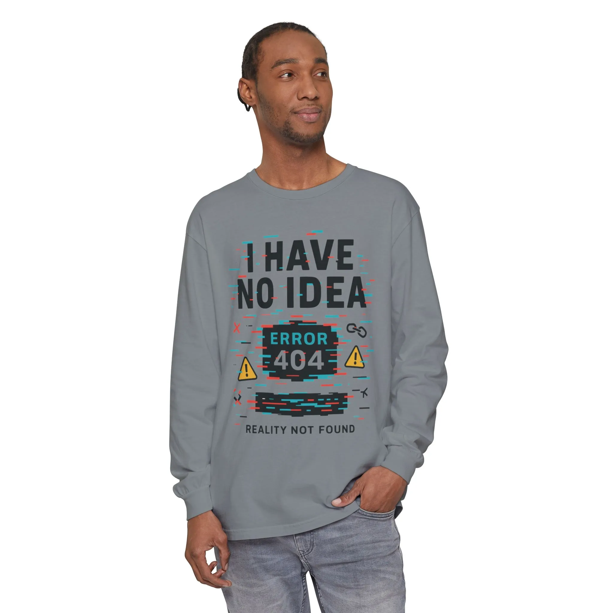 Unisex Long Sleeve T-Shirt, Funny Error 404 Graphic Tee, Internet Humor, Geeky Apparel, Quirky Humor Shirt, Gift for Tech Lovers - Image 42