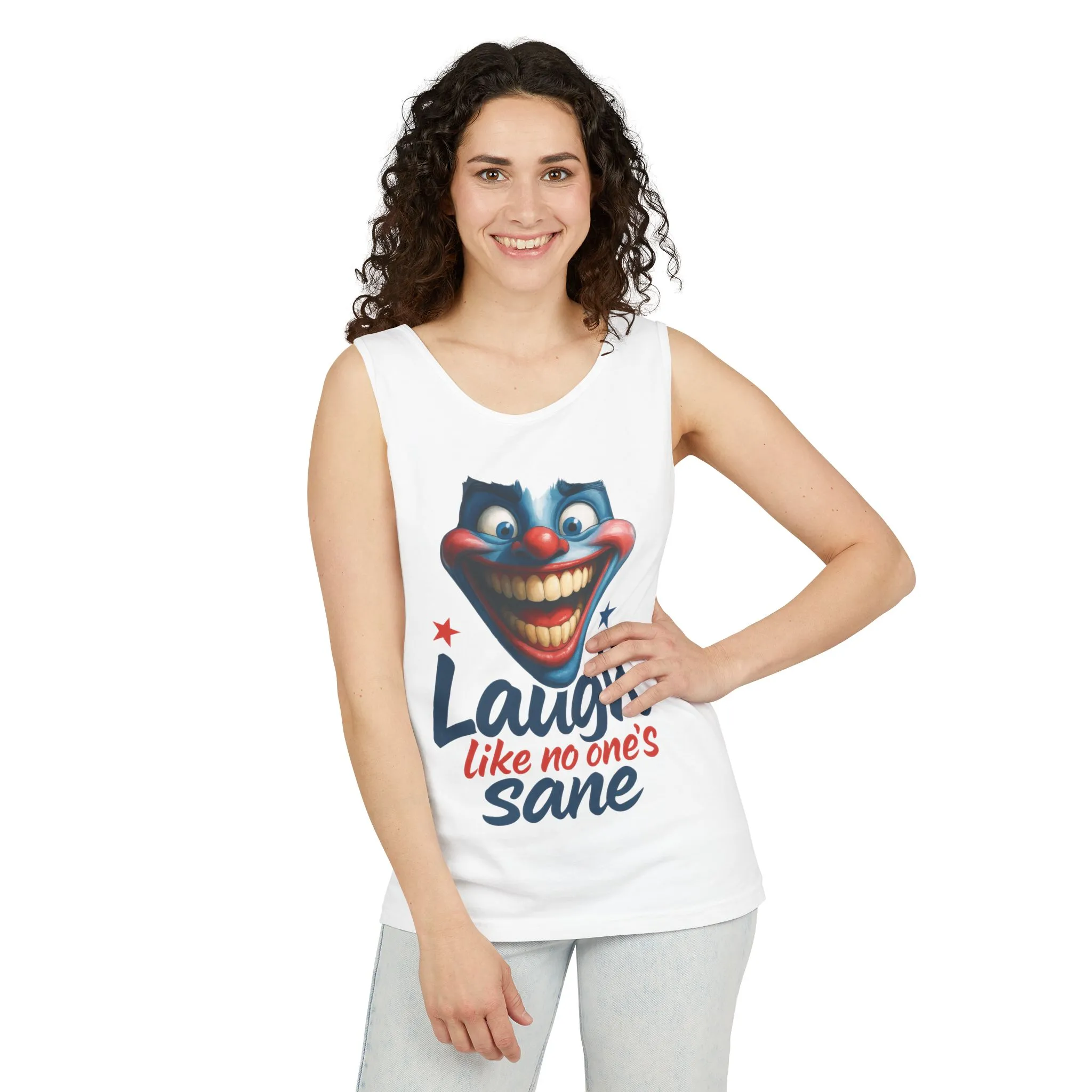 Laugh Out Loud Unisex Tank Top, Funny Graphic Top, Humor Shirt, Summer Apparel, Gift for Clowns, Party Wear - Image 3