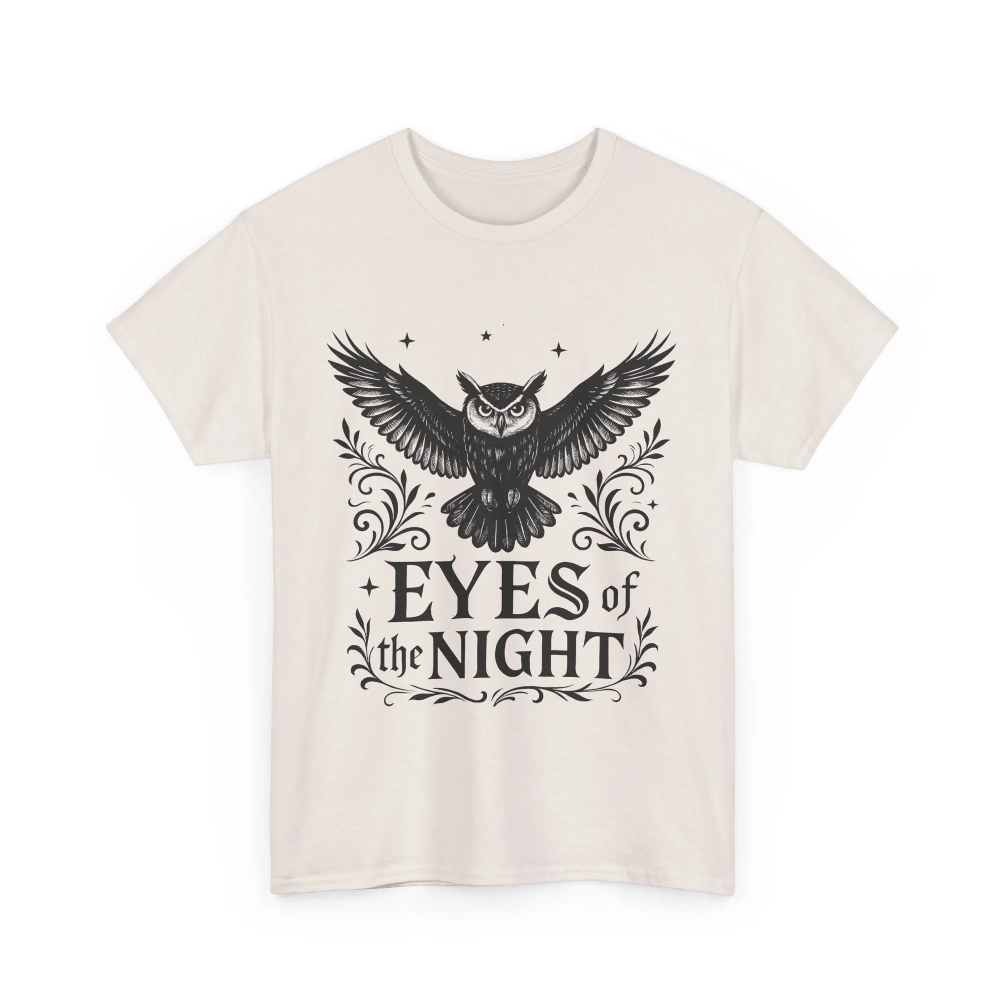 Cool Owl Graphic Unisex Heavy Cotton Tee, Flying Owl Art T-Shirt, Animal Print Tee, Gothic Bird Graphic Tee, Mens Gothic Style Shirt - Image 34
