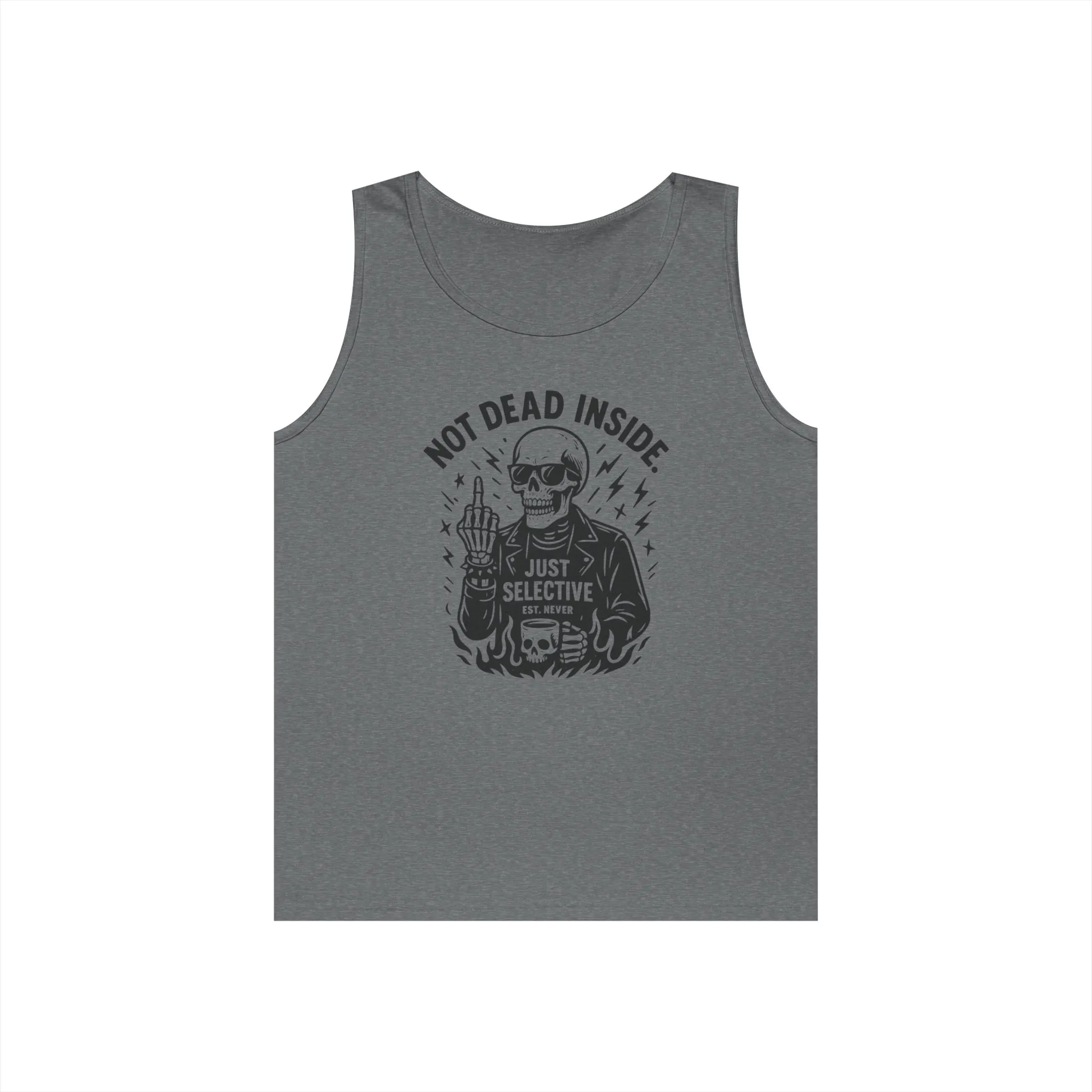 Mens Dark Humor Graphic Tank Top, Not Dead Inside, Funny Graphic Tee, Gifts for Him, Halloween, Occasions, Funny Skeleton Tee - Image 2