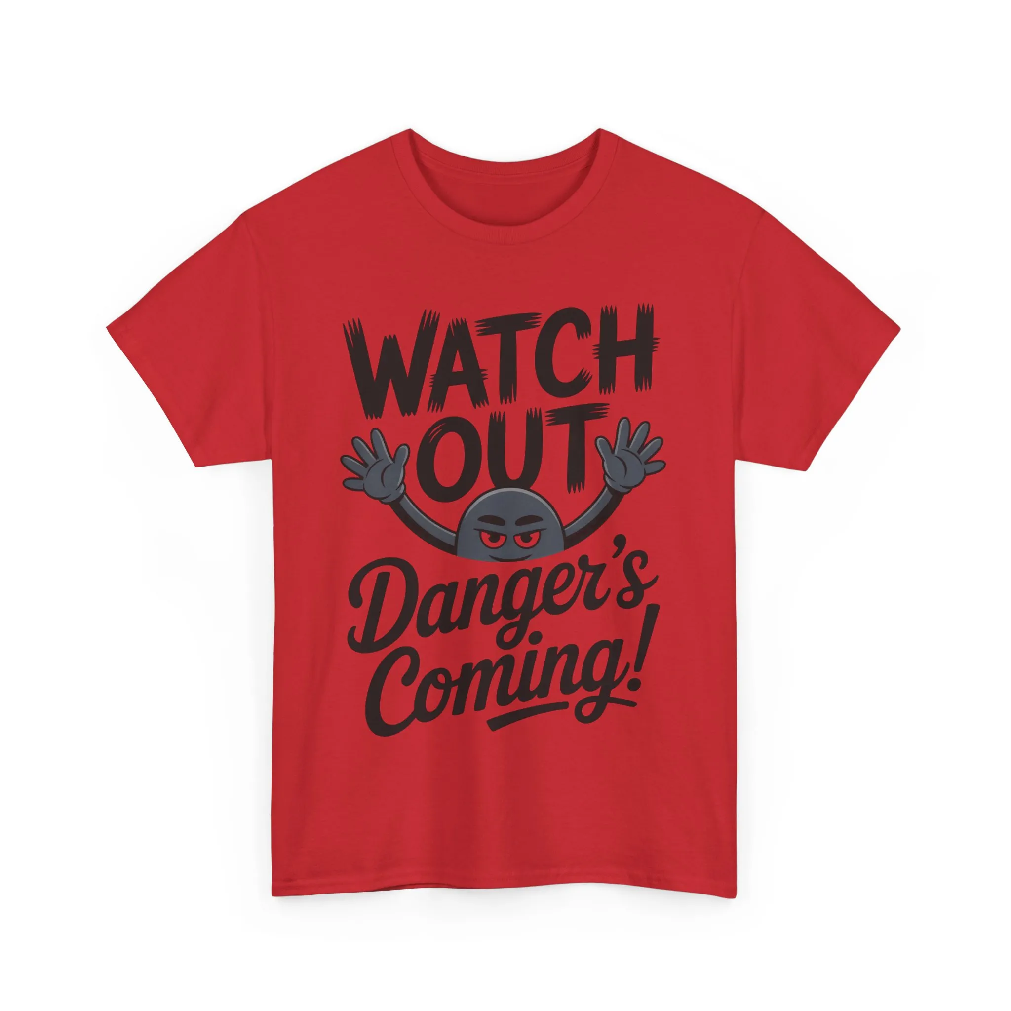 Funny "Watch Out" Cartoon Character T-Shirt, Sketch Style Unisex Heavy Cotton Tee, Minimalist Humorous Graphic Tee, Gift for Him/Her - Image 33