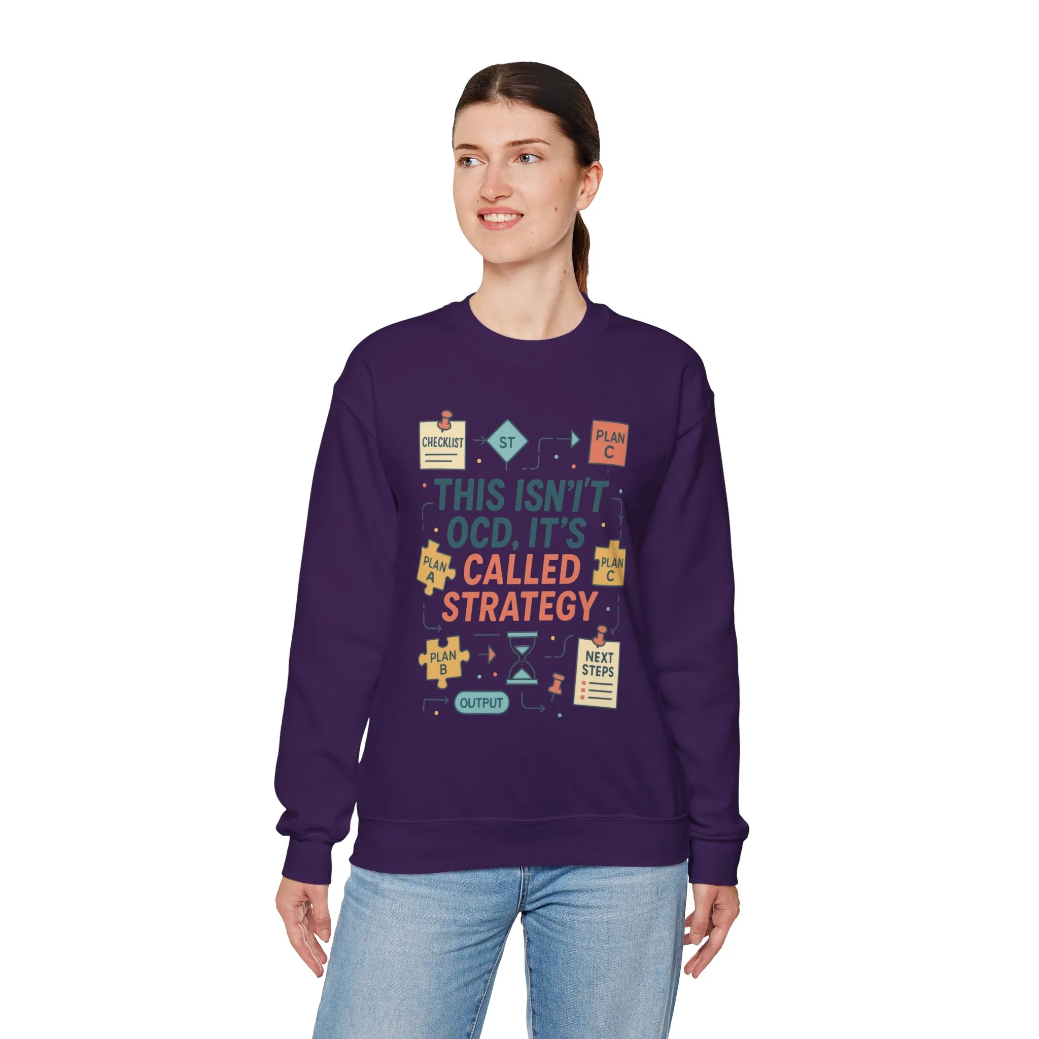 Funny Womens Planning Sweatshirt, This Isnt OCD Its Called Strategy, Sarcastic Organizer Pullover for Her, Strategy Sweatshirt - Image 21