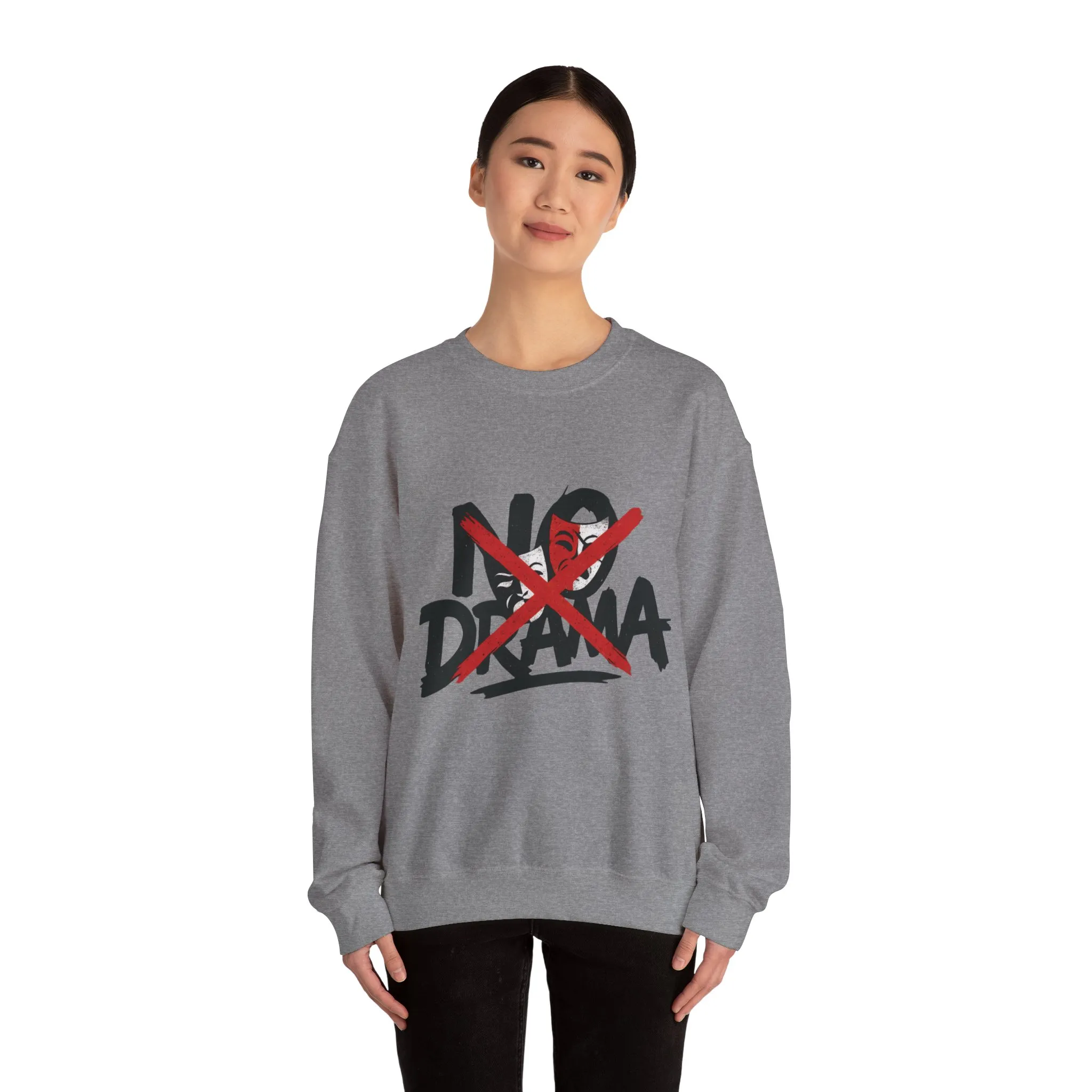 No Drama Crewneck Womens Sweatshirt, Cozy Sweatshirt, Relaxed Fit Pullover, Casual Gift for Friends, Everyday Comfort Apparel - Image 5