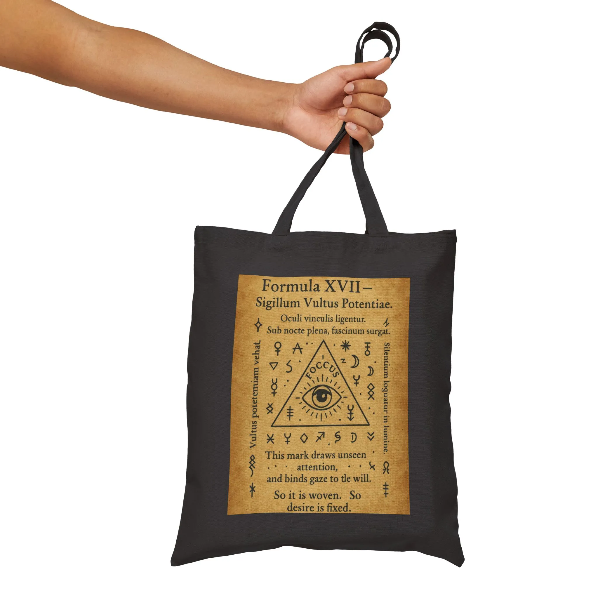 Sigil of Focus and Power Tote Bag, Mystic Eye in Triangle, Attention Drawing Symbol, Witchy Canvas Bag, Occult Gaze Charm - Image 11