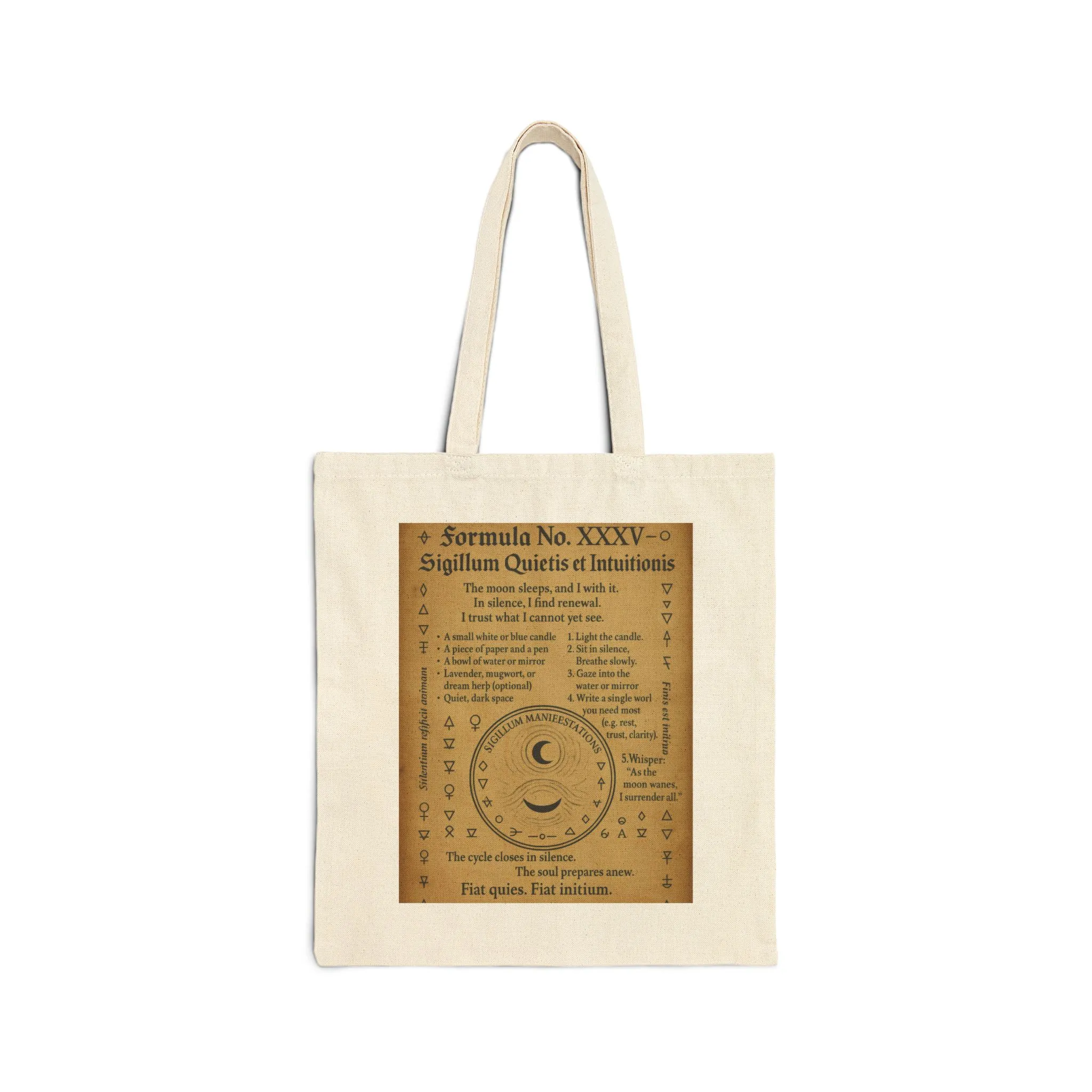 Waning Crescent Moon Spell, Inner Peace Ritual, Lunar Cleansing Grimoire Tote Bag, Mystical Cotton Canvas Tote Bag, Shopping, Beach, Gift Bag
