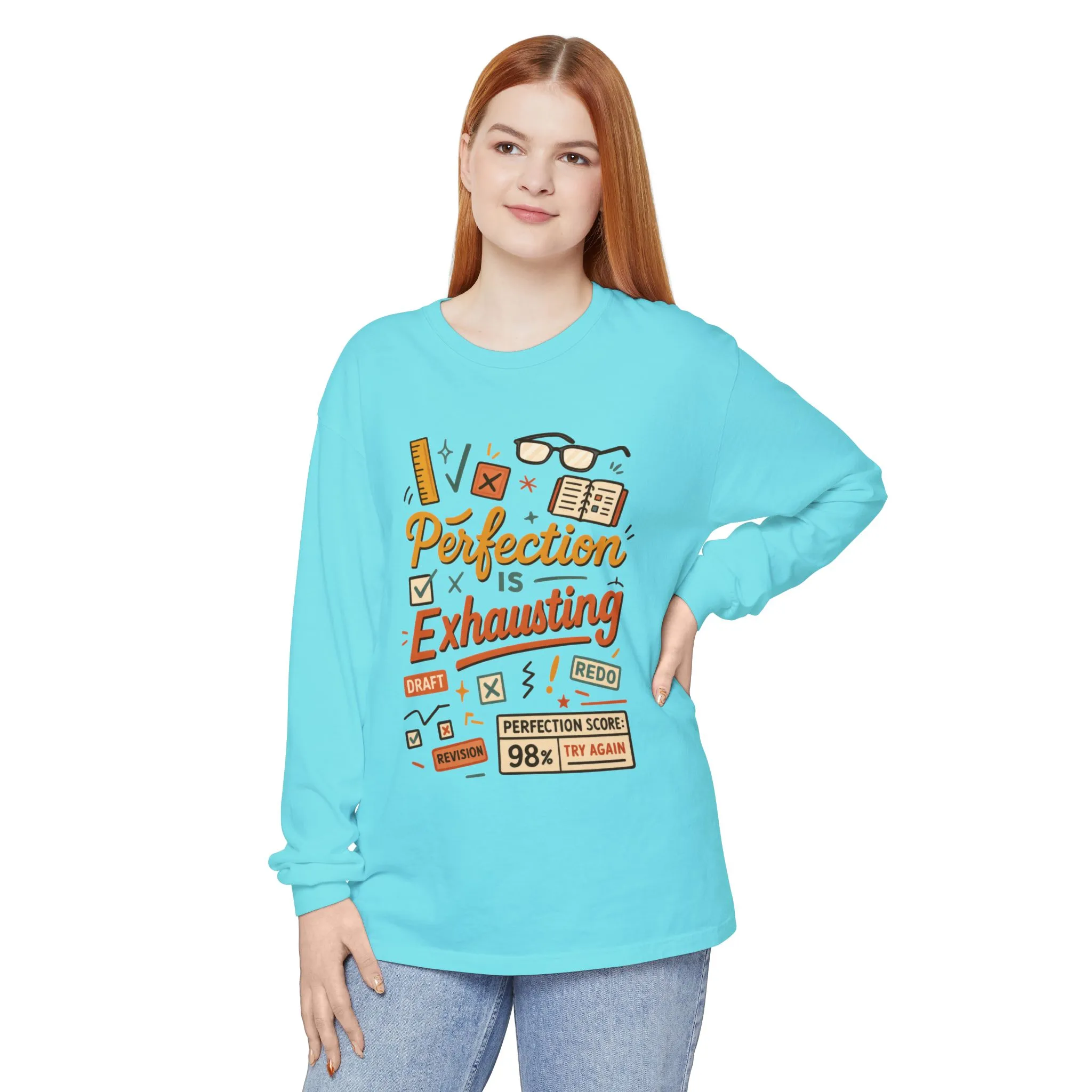 Stress Relief Long Sleeve Tee, Perfect for Perfectionists, Humorous Gift, Back-to-School, Gift for Graduates, Motivational Apparel - Image 37