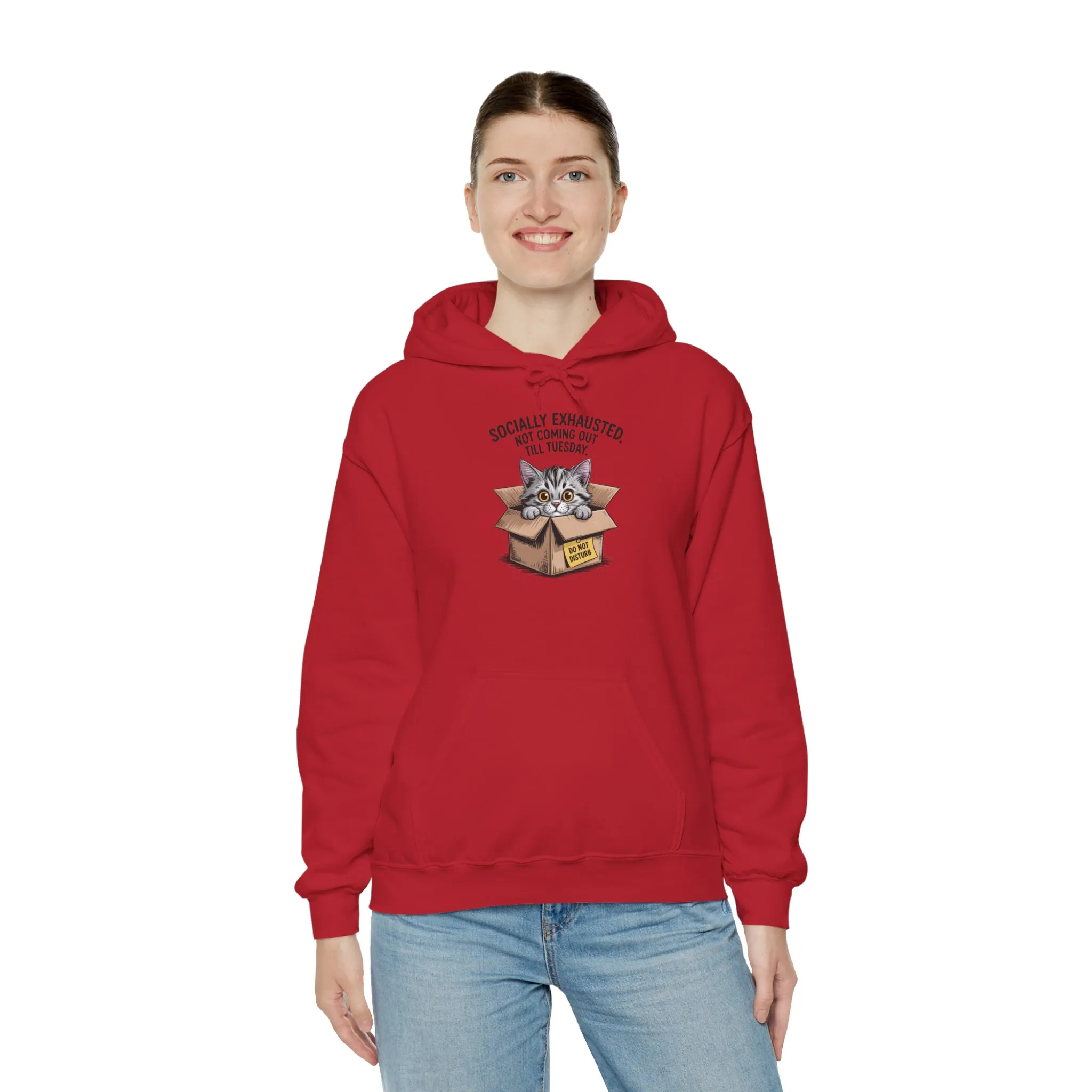 Socially Exhausted Cat Hoodie - Cozy Sweatshirt for Cat Lovers, Funny Gift, Casual Wear, Unique Animal Apparel, Perfect for Relaxing Days - Image 36