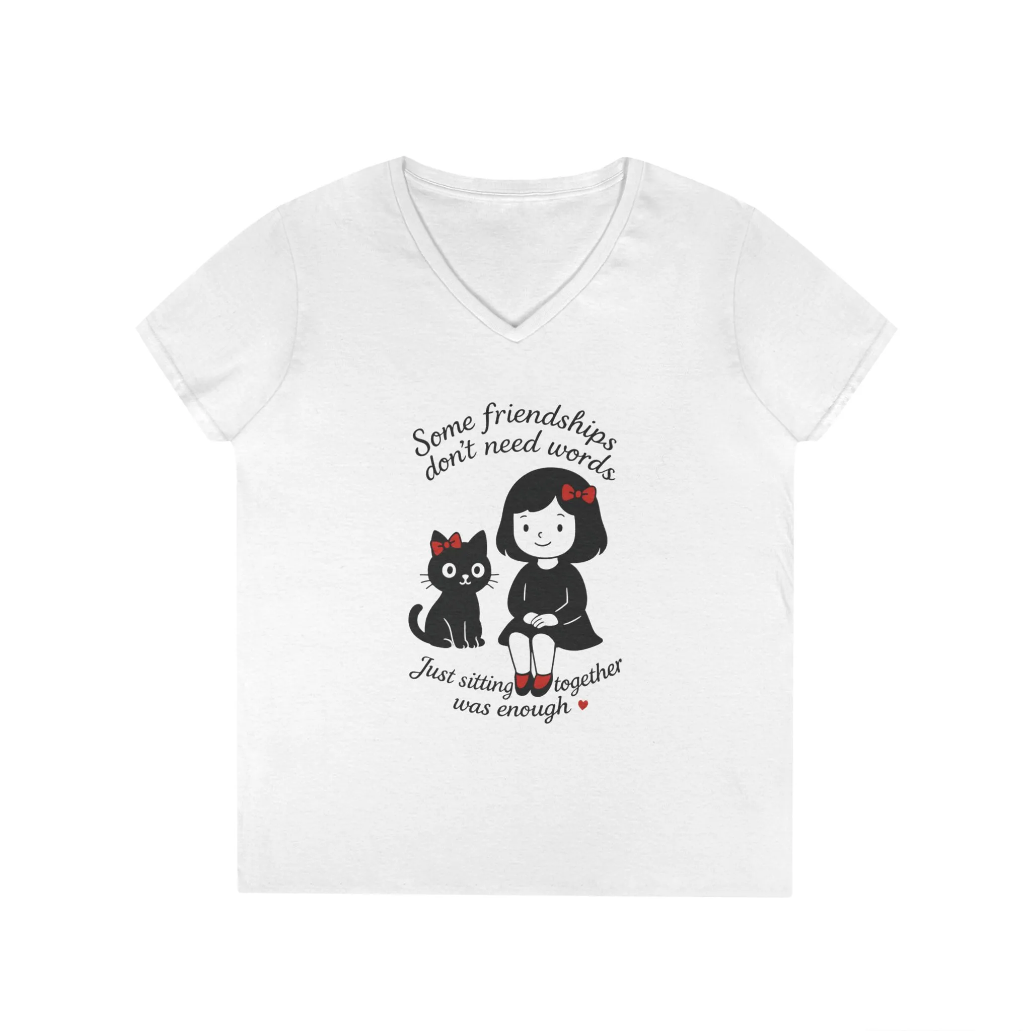 Cat Lover Girls' V-Neck T-Shirt, Gift for Birthday, Cat Lover T-Shirt, Cat Mom Gift - Image 2