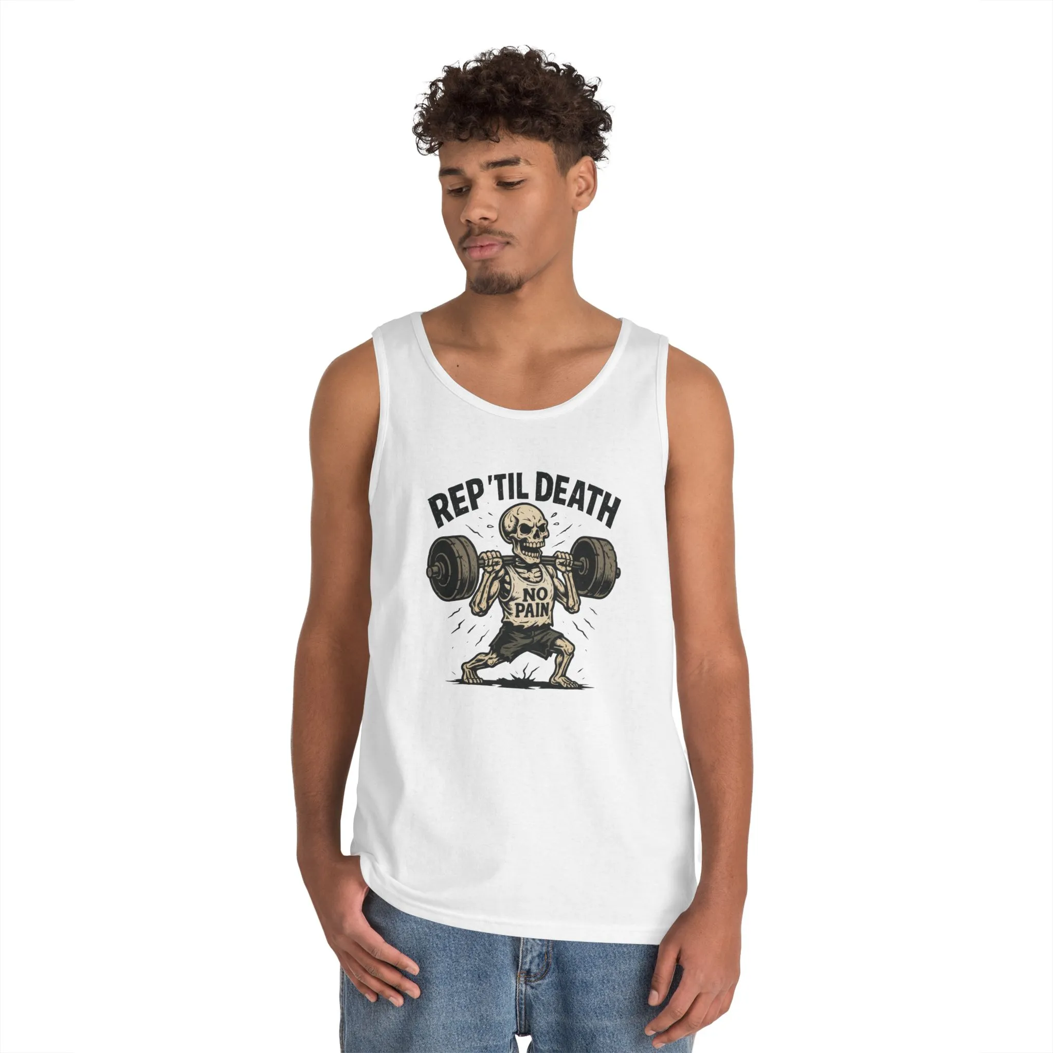 Men's Fitness Apparel Tank, No Pain Lifting Shirt, Skeleton Gym Workout Tee, Funny Hardcore Fitness, Gift for Fitness Enthusiasts - Image 6