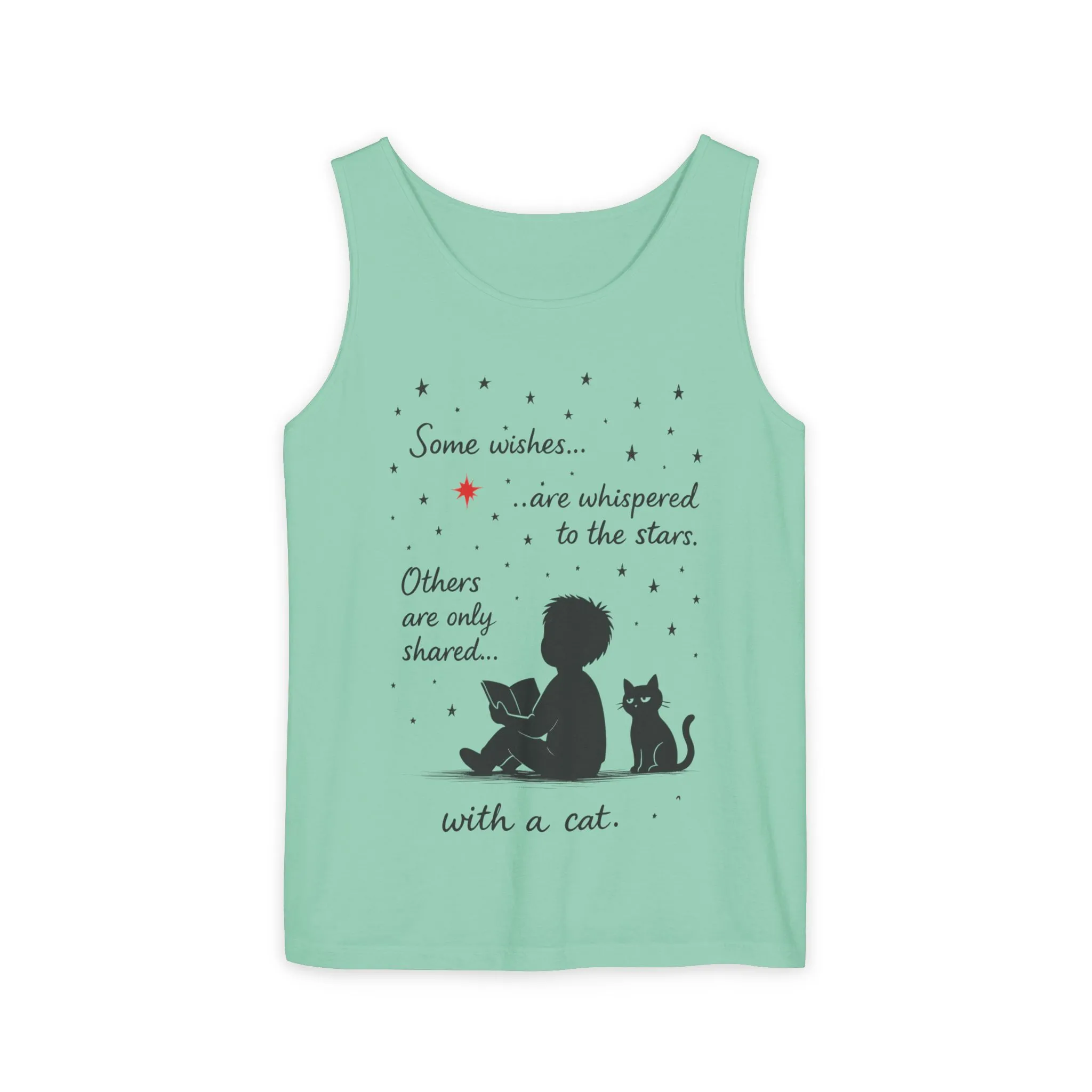 Whimsical Cat Lover's Tank Top, Inspirational Quote Top, Womens Garment-Dyed Summer Shirt, Gifts for Cat Moms, Casual Wear, Pet [...] - Image 10