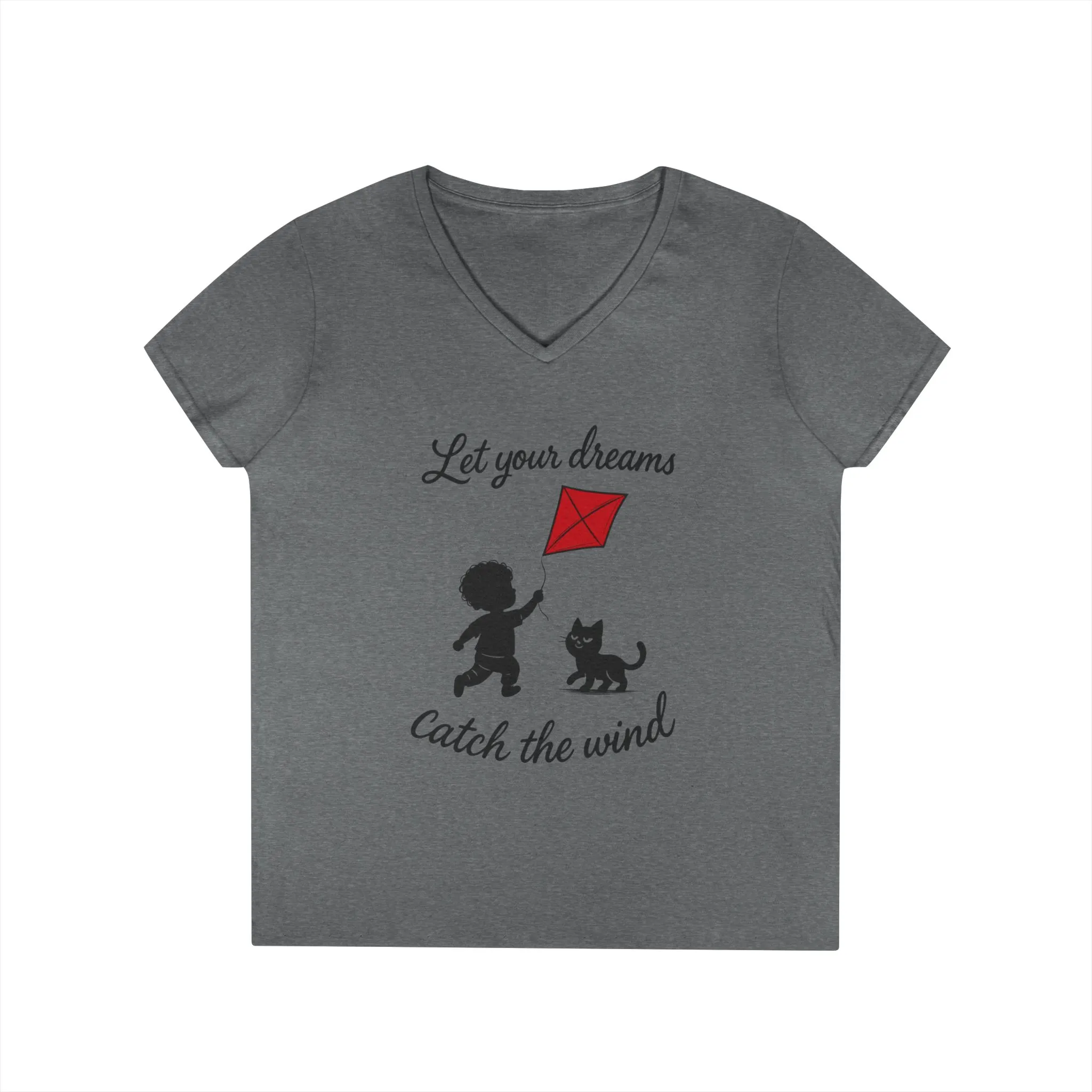 Cat Lover Girls' V-Neck T-Shirt, Gift for Birthday, Cat Lover T-Shirt, Cat Mom Gift, Gift for Kids and Animal Lovers - Image 10