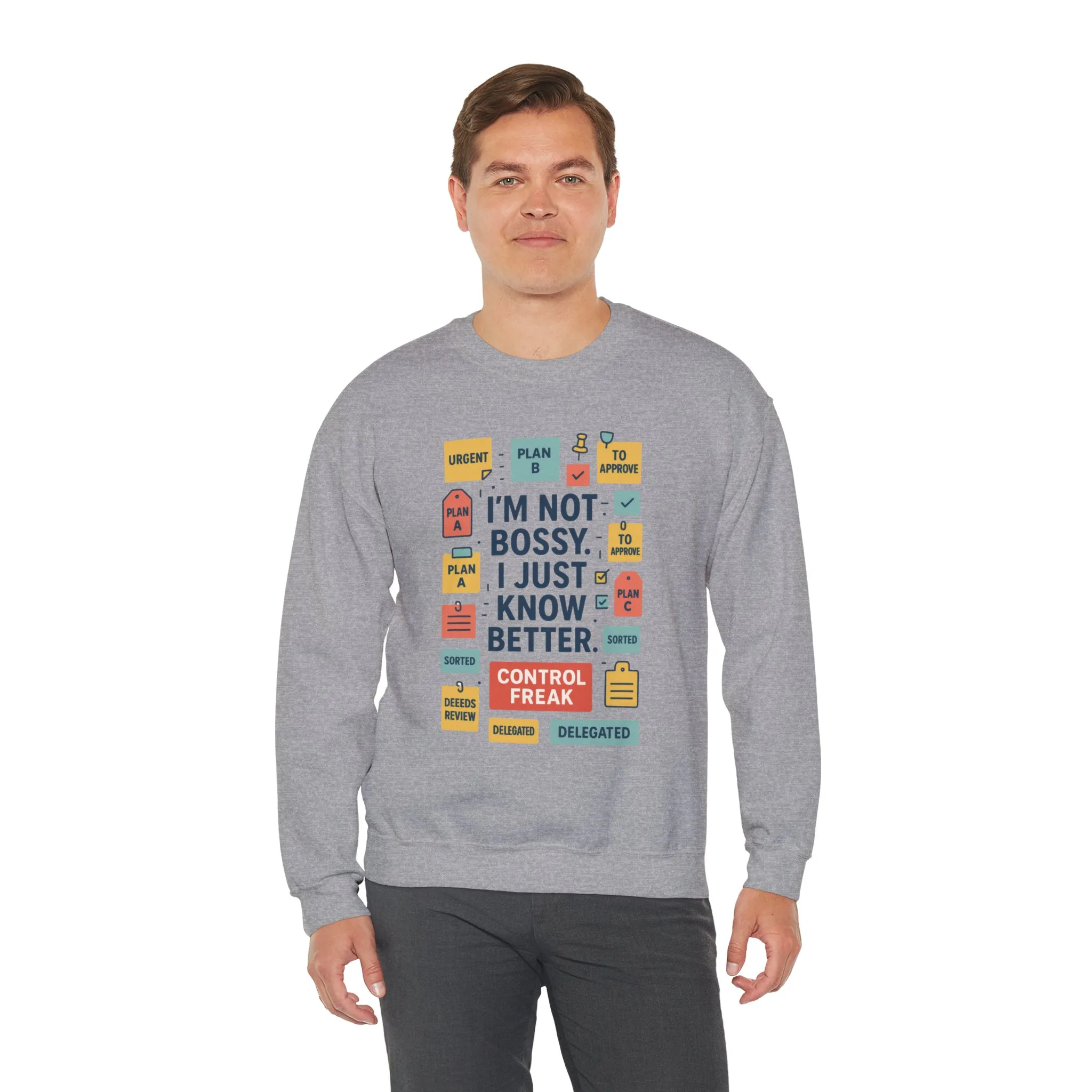Funny Mens Control Freak Sweatshirt, Sarcastic Crewneck Gift for Him, Perfect Gift for Bossy Friends