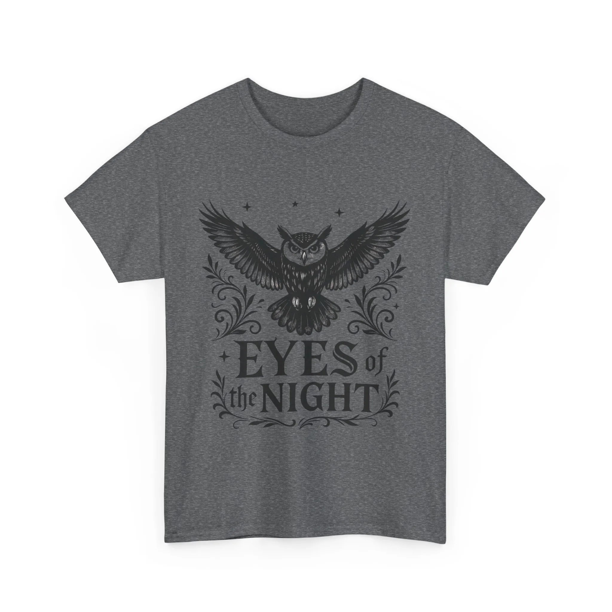 Cool Owl Graphic Unisex Heavy Cotton Tee, Flying Owl Art T-Shirt, Animal Print Tee, Gothic Bird Graphic Tee, Mens Gothic Style Shirt - Image 19