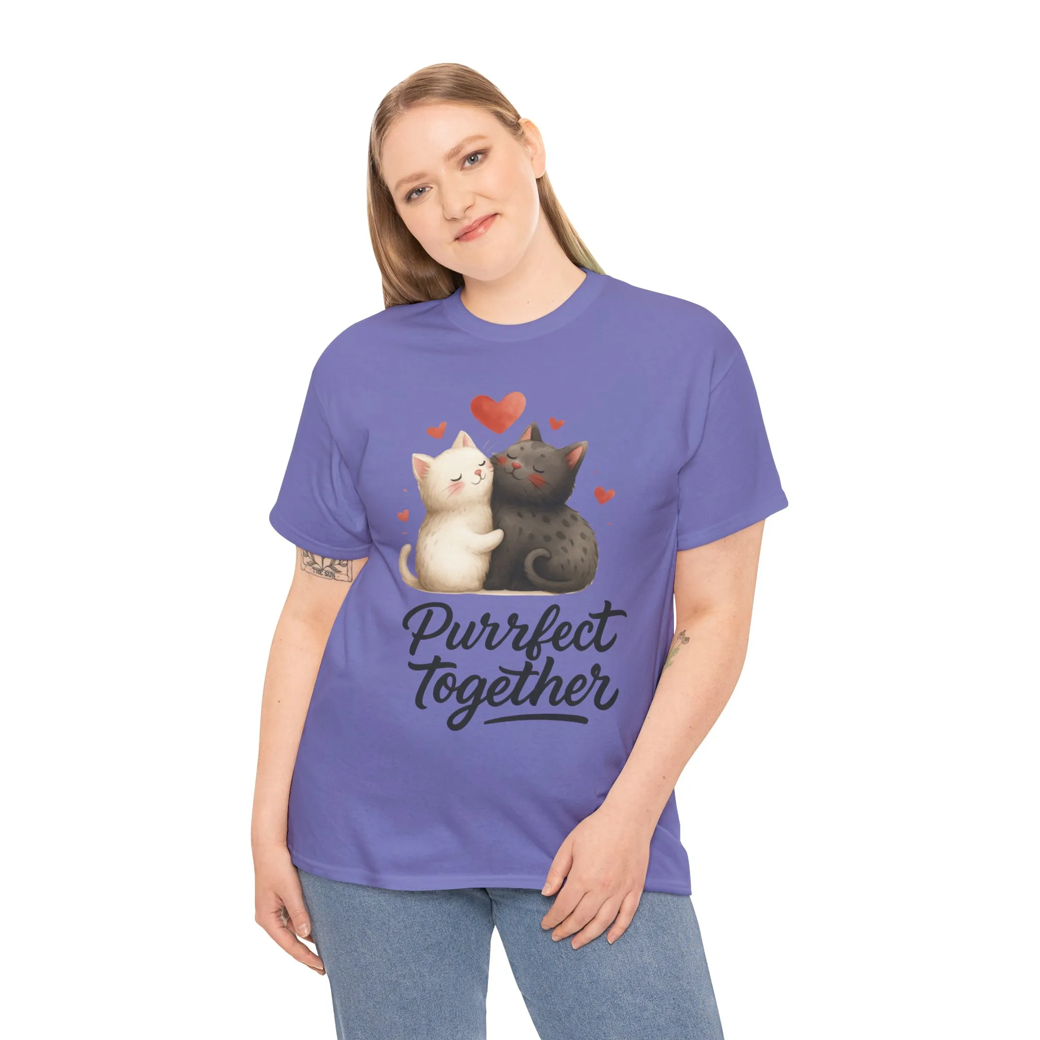 Purrfect Together Cat Tee, Cute Cat Lovers Gift, Funny Animal T-Shirt, Unisex Cotton Graphic Tee, Perfect for Valentine's Day, Pet [...] - Image 21