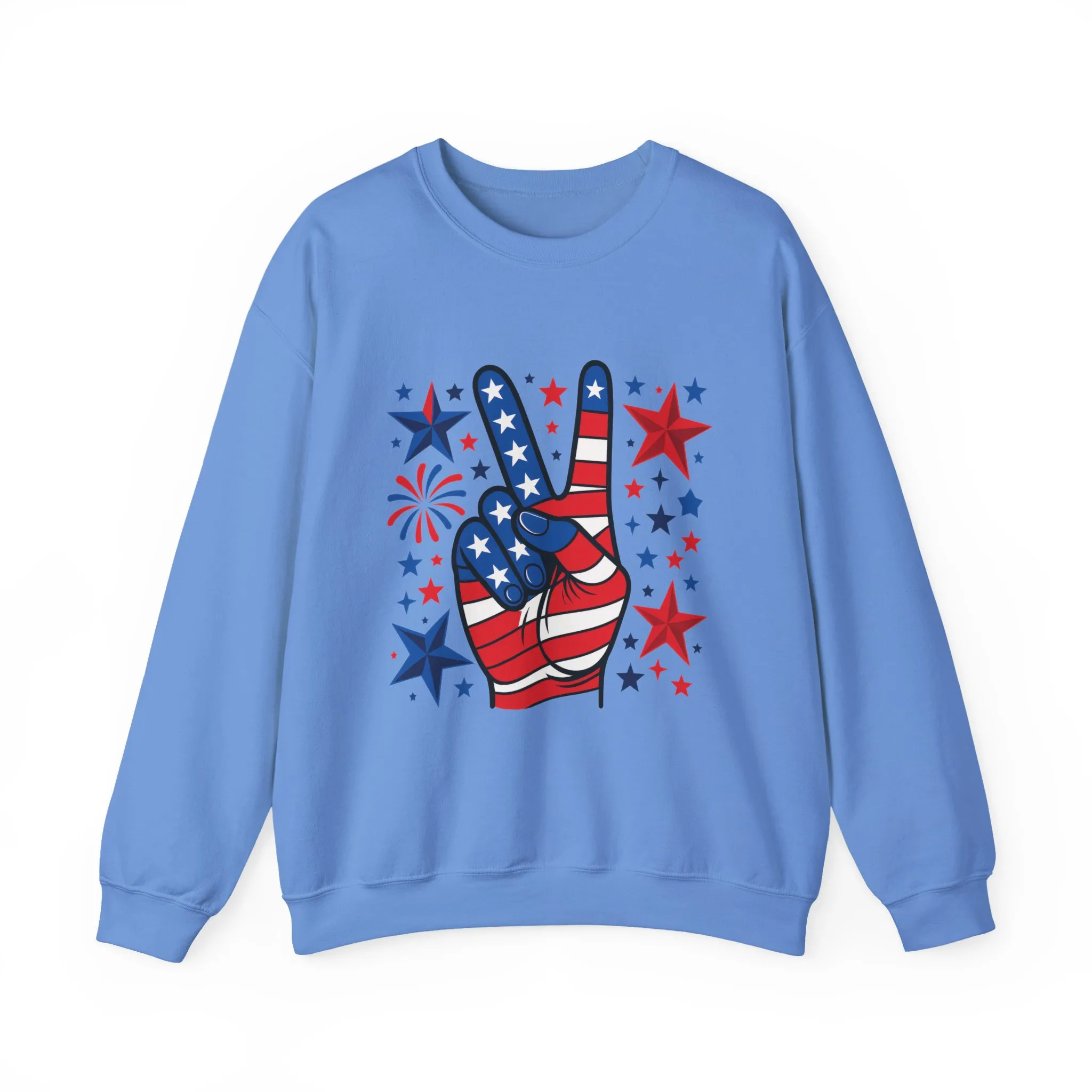 Patriotic Peace Crewneck Sweatshirt - Unisex Heavy Blend, 4th of July Clothing, Peace Sign Design, Casual Wear, Gift for Him/Her - Image 28