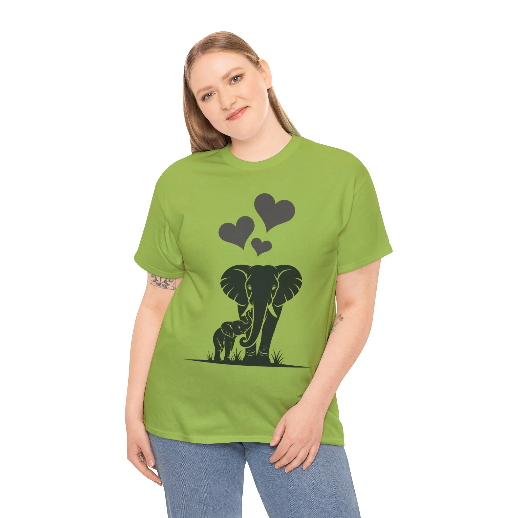 Elephant Mom and Baby T-Shirt, Elephant Love Cotton Tee, Cute Animal Shirt, Animal Lover Gift, Cute Minimalist Elephant Design - Image 9