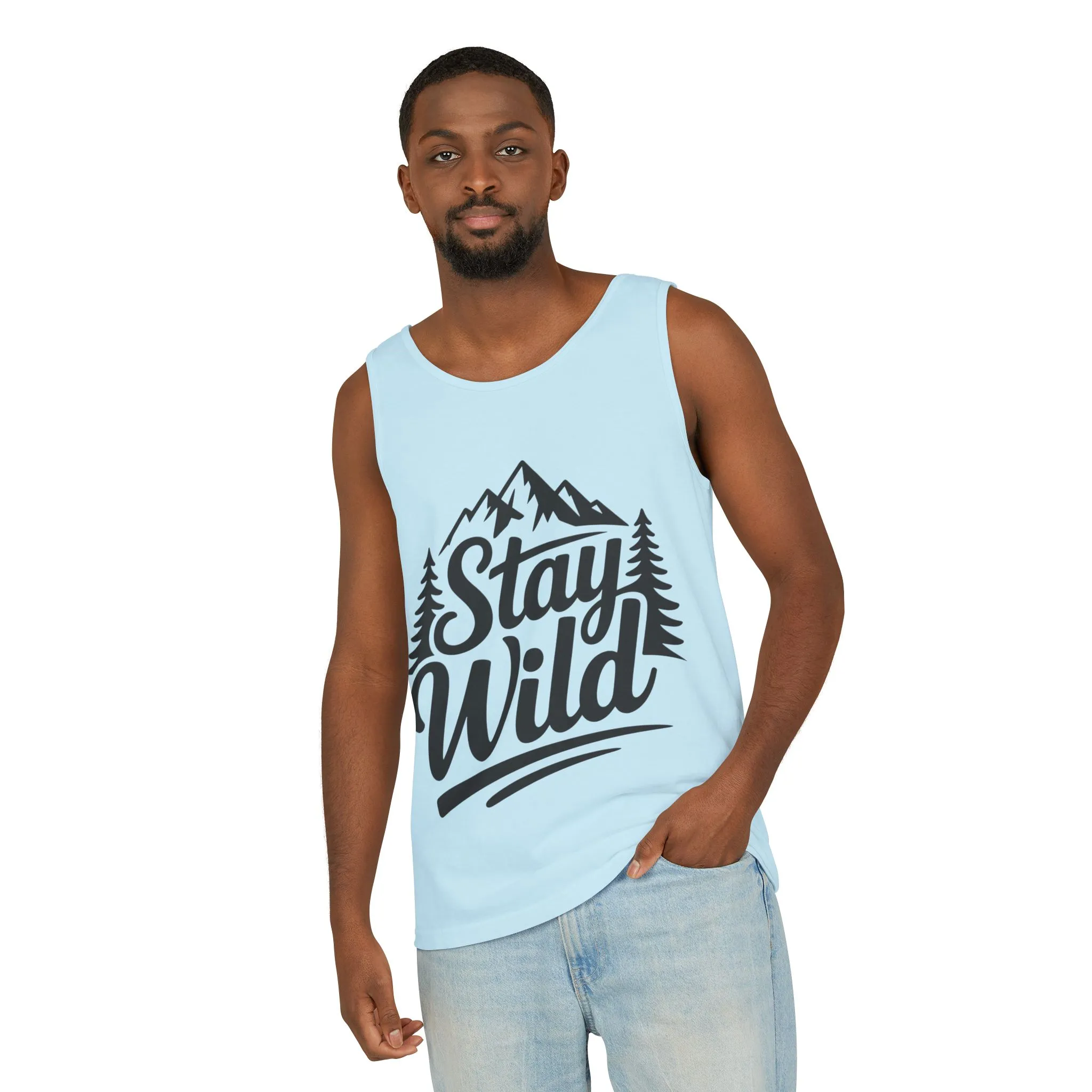 Stay Wild Garment-Dyed Mens Tank Top, Boho Summer Top, Adventure Shirt, Nature Lover Apparel, Gift for Hikers, Outdoor Clothing - Image 41