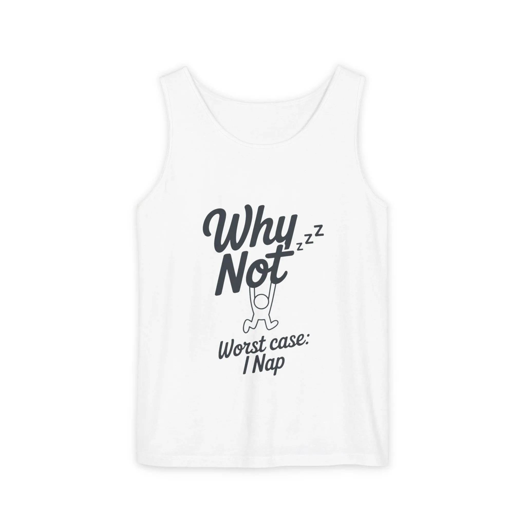 Comfy Mens Tank Top - Why Not? | Perfect for Relaxing, Gift for Nappers, Summer Wear, Vacation Apparel, Hilarious Lounge Top - Image 3