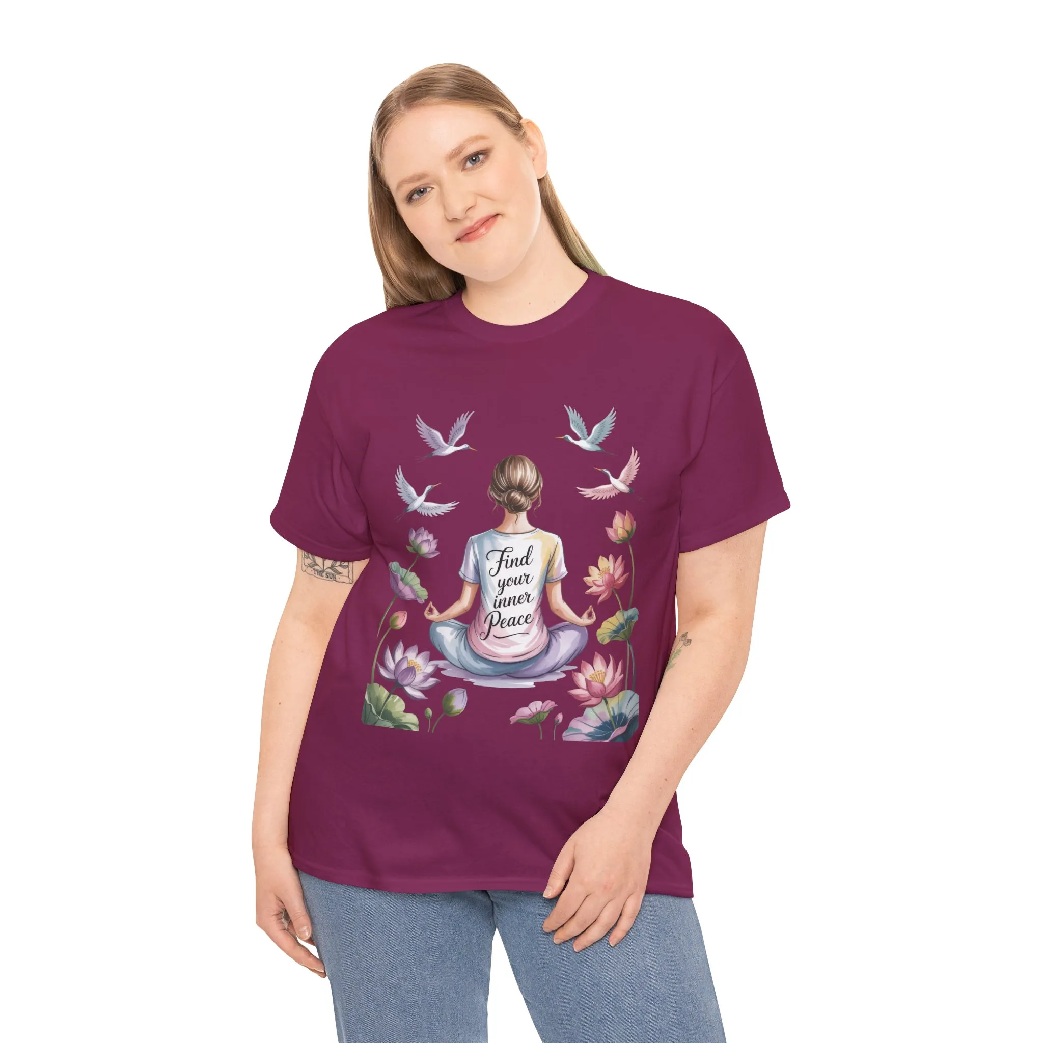 Find Your Inner Peace Womens Heavy Cotton Tee, Motivational Shirt, Meditation Apparel, Relaxation Gift, Casual Wear, Mindfulness Tee - Image 30