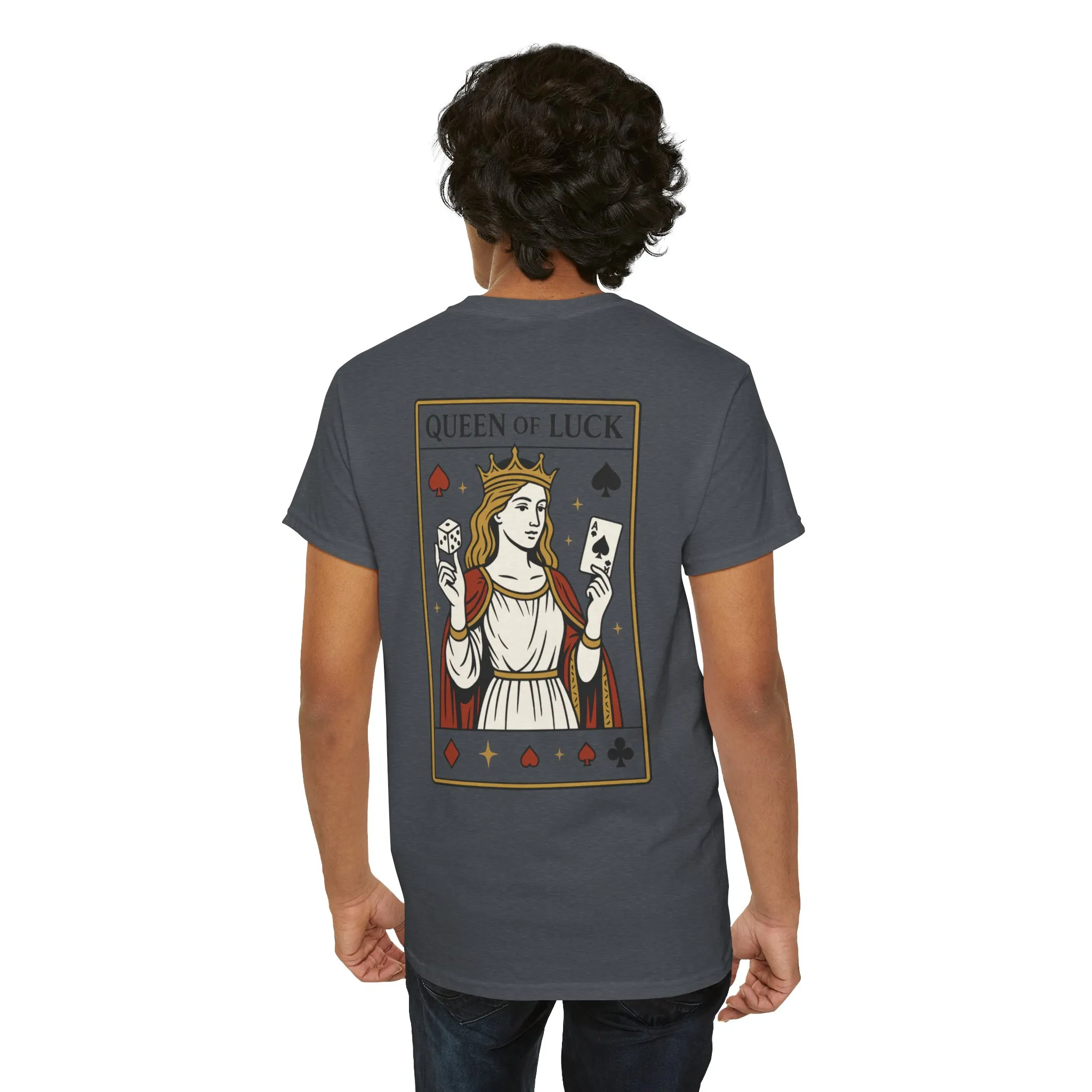 Front & Back Print unisex T-Shirt, Roll the Dice Tee for Men, Vintage Gambling Shirt, Casino Gift, Poker Gift, Card Games Gift, Queen of Luck - Image 21