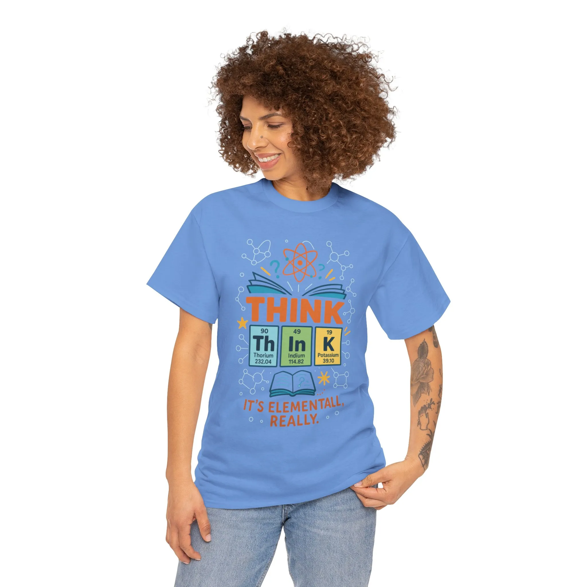 Smart Womens Science T-Shirt, THINK Periodic Table Tee, Funny Elemental Nerd Gift for Her, Graphic Tee for Science Lovers - Image 31