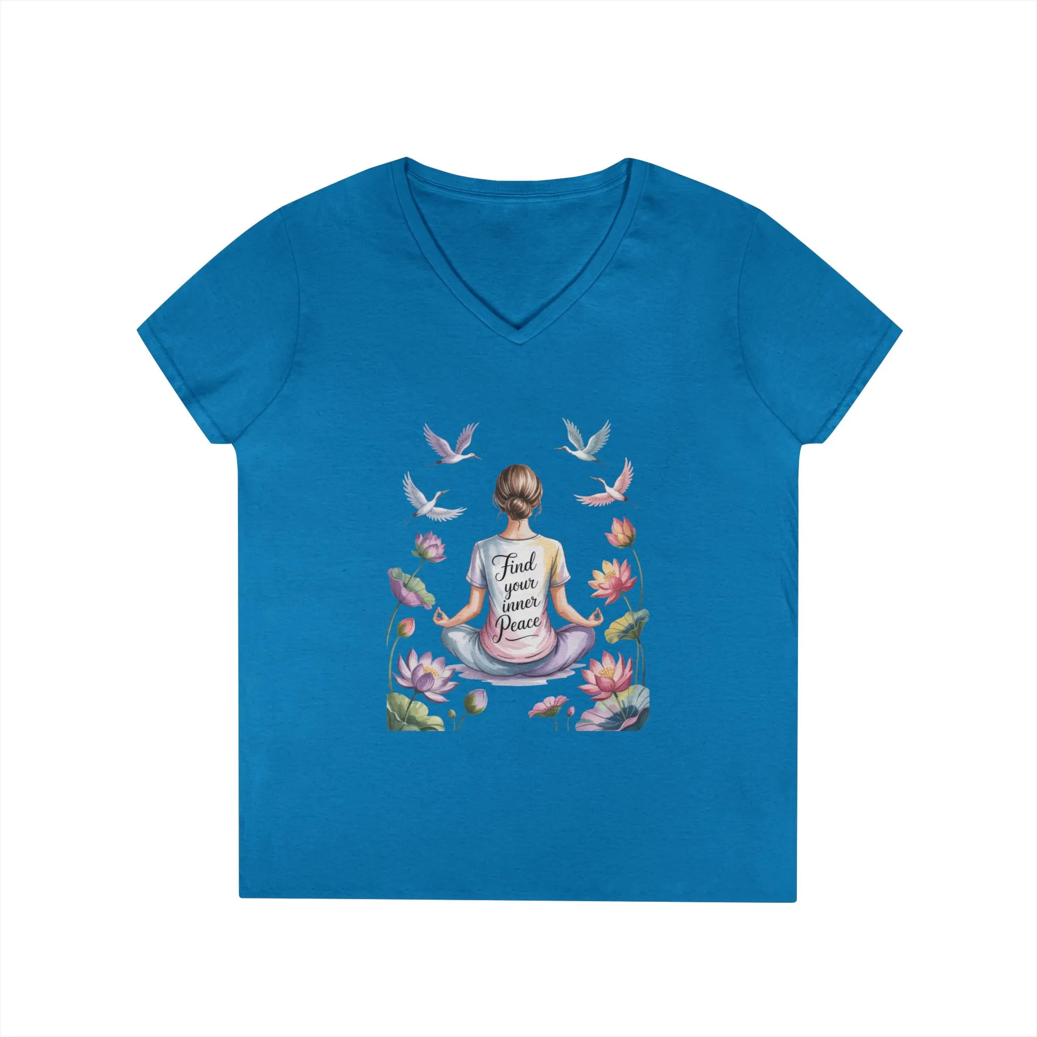 Mindful V-Neck T-Shirt, Inspirational Tee, Yoga Shirt, Self-Care Apparel, Gift for Her, Casual Wear, Find Your Inner Peace - Image 10
