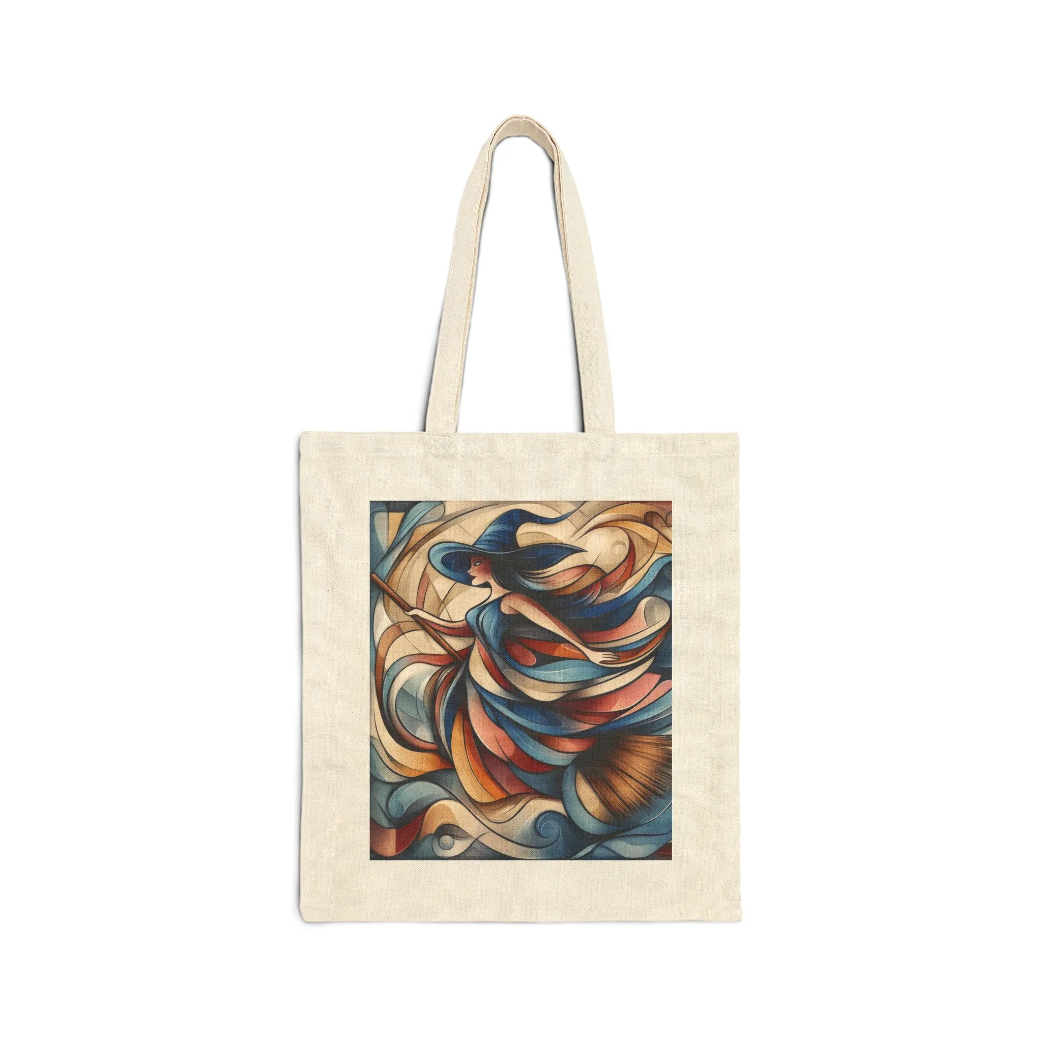 Modern Witch Wall Art, Flowing Cubist Witch Illustration, Magical Feminine Energy Print, Colorful Witchy Aesthetic Decor, Witch Art Tote Bag - Image 2
