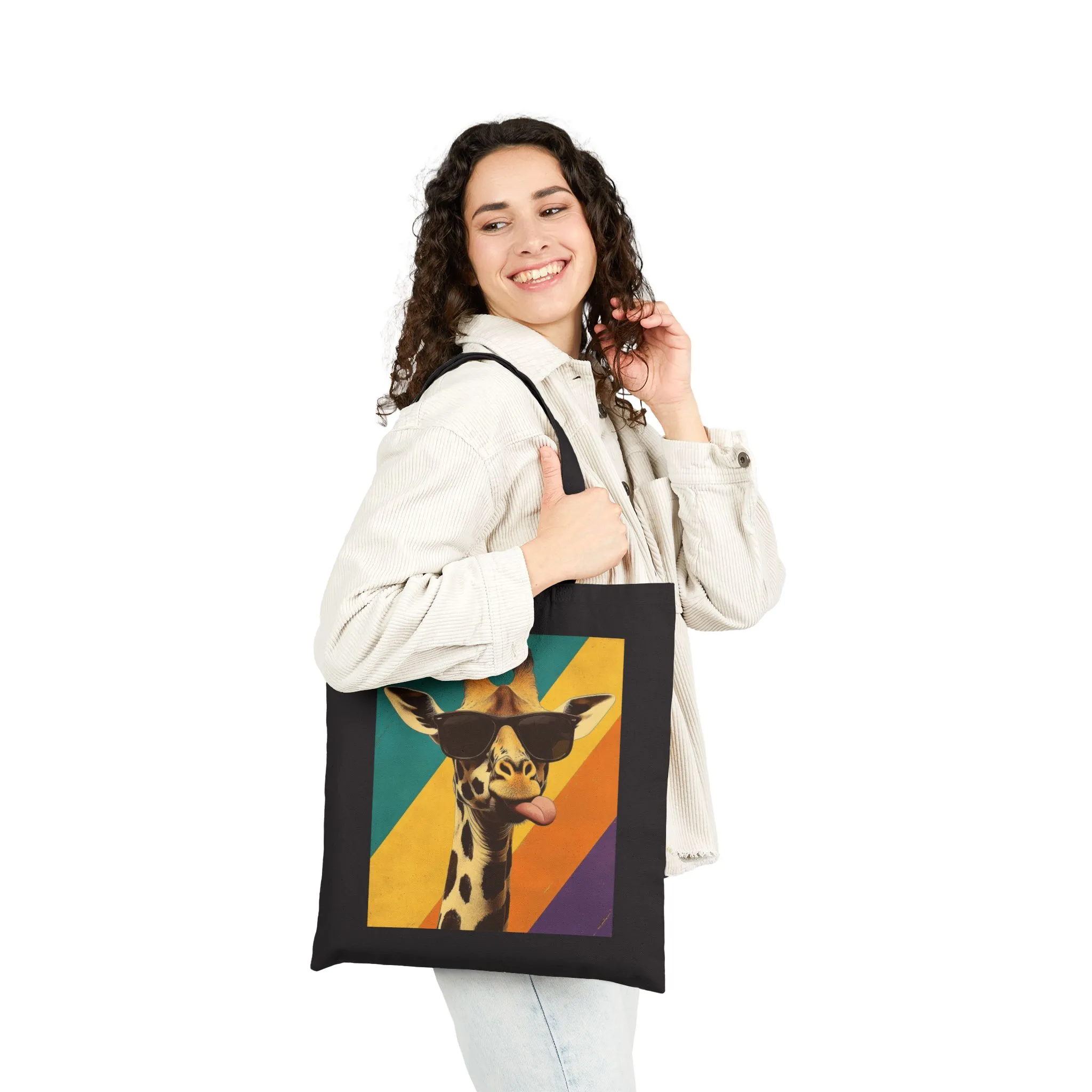 Funny Giraffe Tote Bag, Retro Pop Art Canvas Bag with Sunglasses & Attitude, Colorful Animal Print Tote, Quirky Gift for Cool People, Animal Lover Tote - Image 9