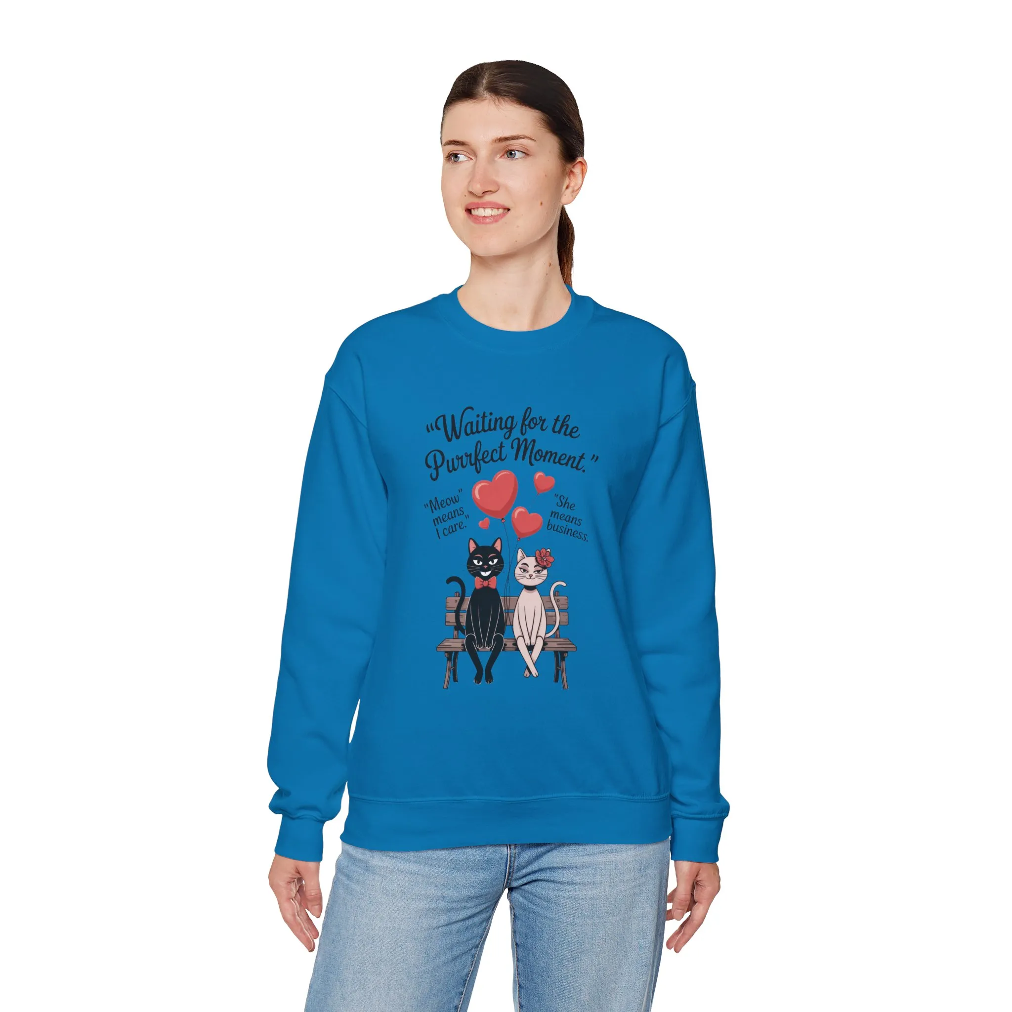 Cute Cat Lovers Womens Sweatshirt, Cozy Gift for Pet Owners, Perfect for Valentine's Day, Animal Lover Apparel, Relaxed Love Sweatshirt - Image 24