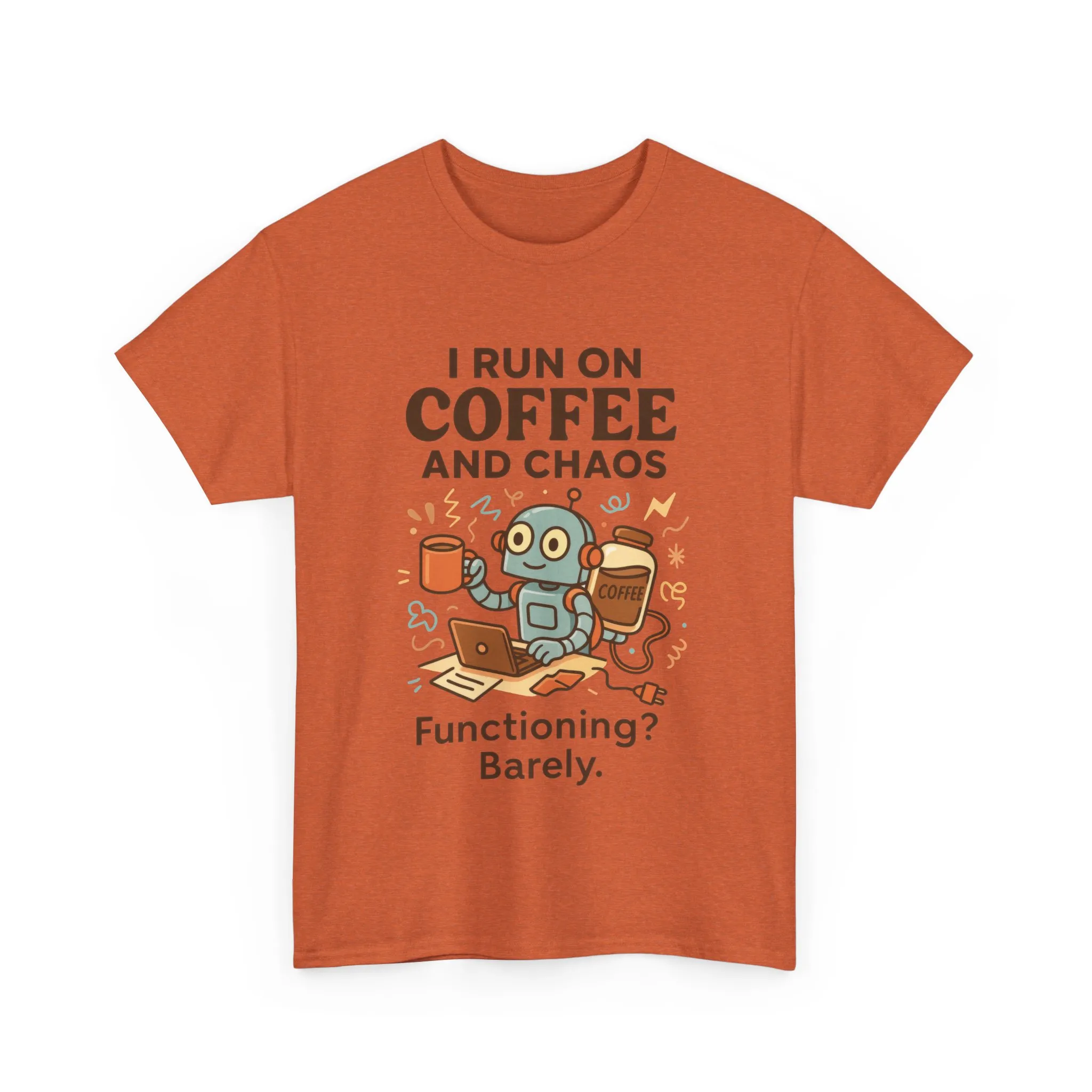 I Run on Coffee and Chaos Unisex Heavy Cotton Tee, Funny Coffee Lover Shirt, Gift for Him/Her, Work from Home Humor Tee, Relaxed Fit [...] - Image 7