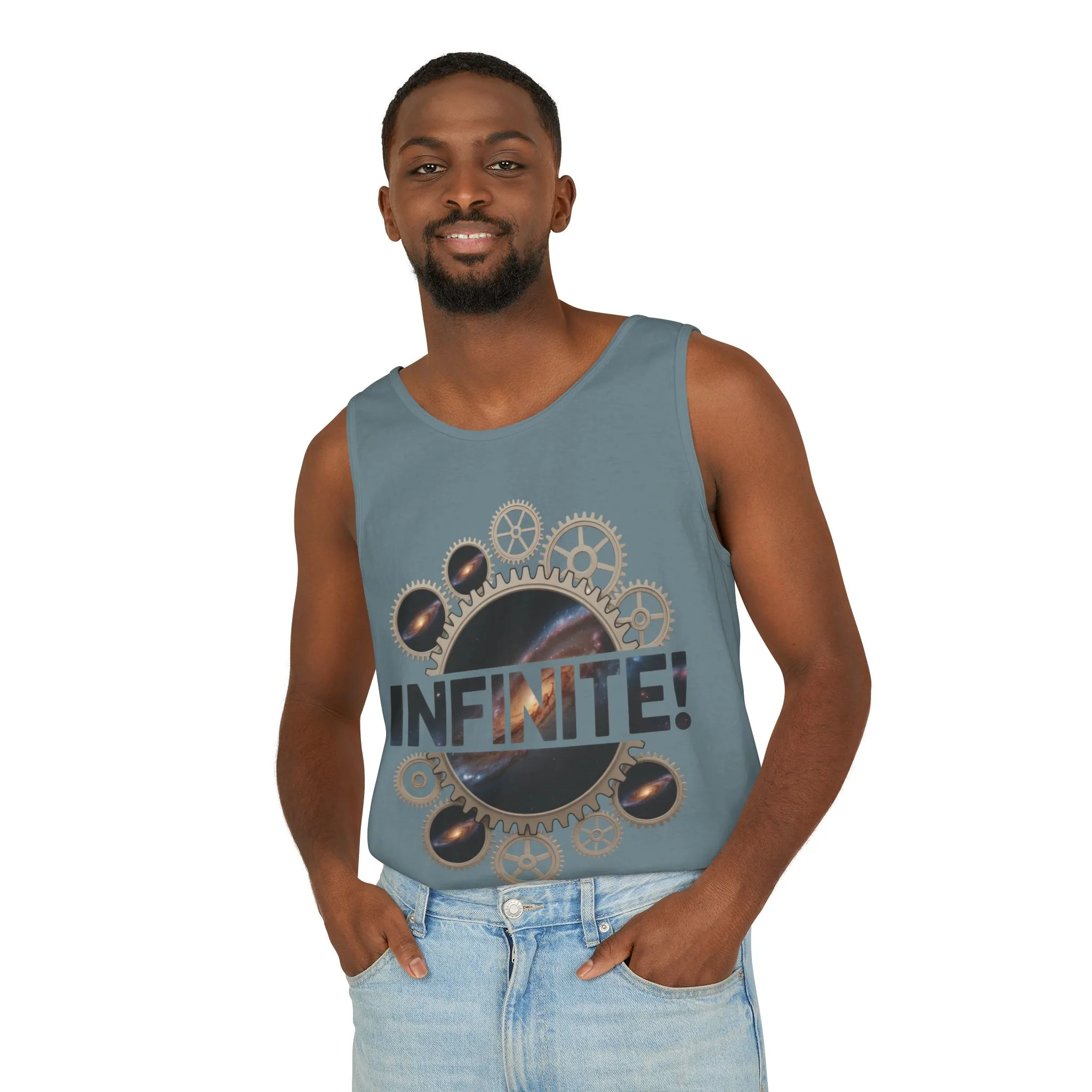Men's INFINITE! Steampunk Space Gears T-Shirt, Cosmic Mechanical Design Tee for Sci-Fi & Engineering Lovers, Workout Shirt - Image 45