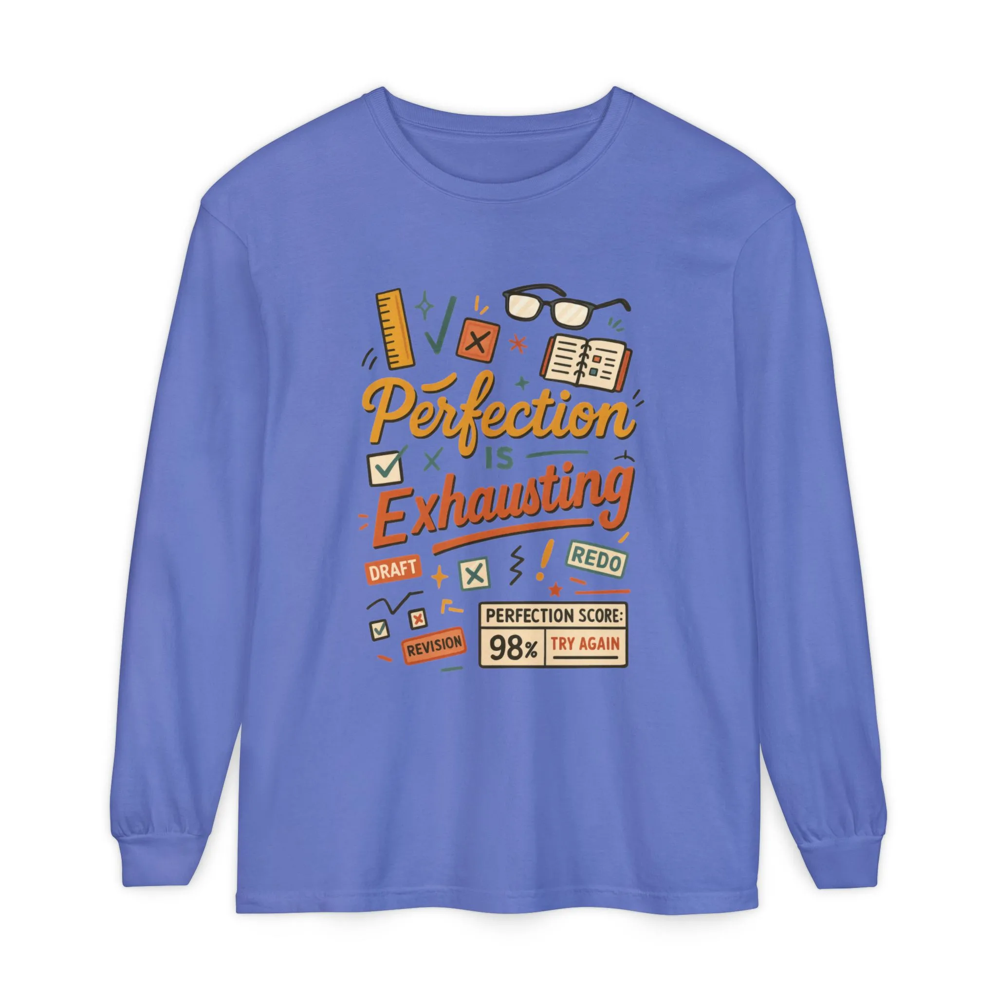 Stress Relief Long Sleeve Tee, Perfect for Perfectionists, Humorous Gift, Back-to-School, Gift for Graduates, Motivational Apparel - Image 10