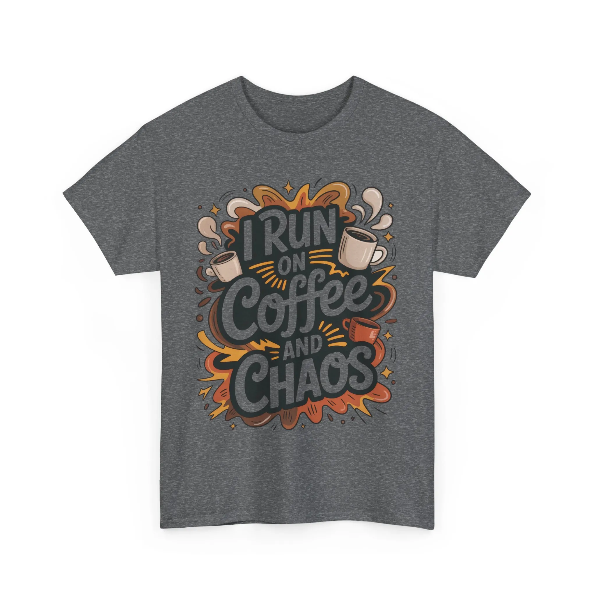 Run on Coffee and Chaos Tee, Unisex Cotton T-Shirt, Coffee Lover Gift, Casual Wear, Perfect for Relaxing Days - Image 5