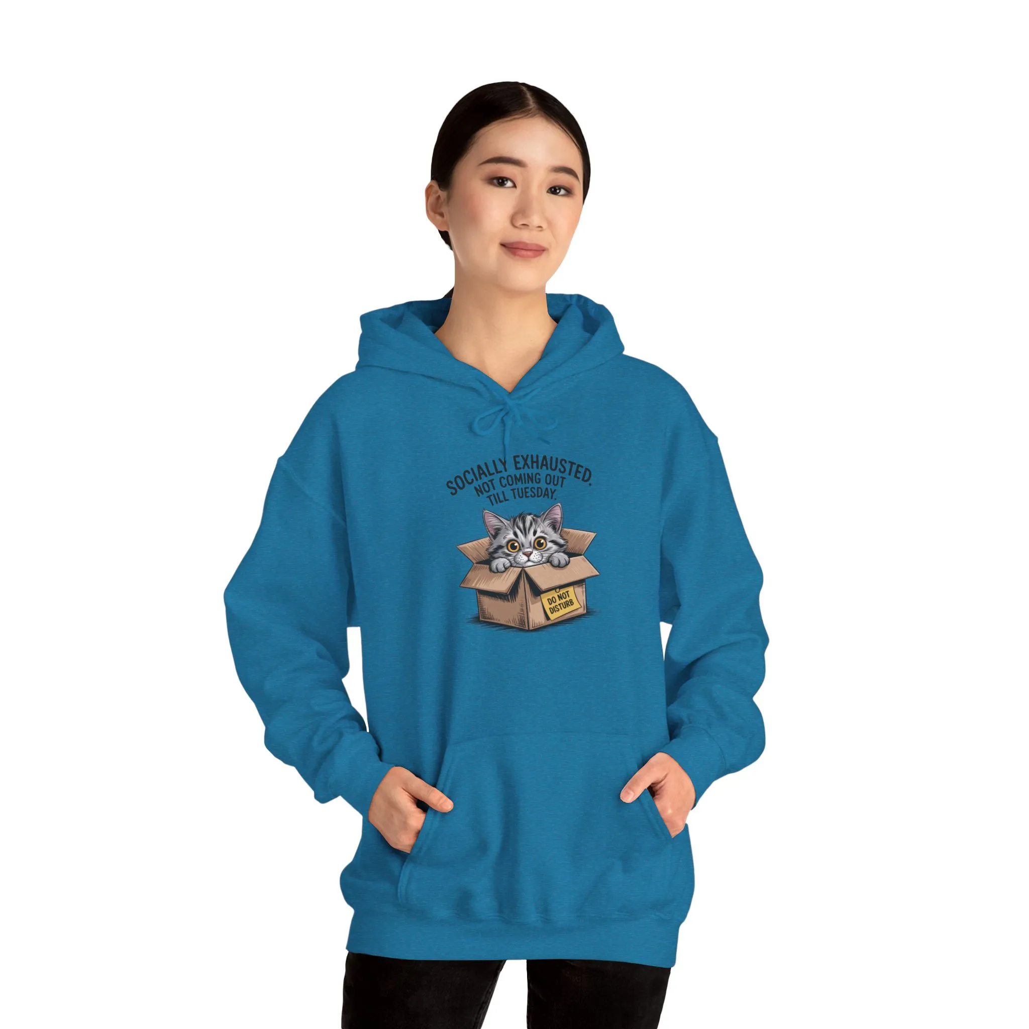 Socially Exhausted Cat Hoodie - Cozy Sweatshirt for Cat Lovers, Funny Gift, Casual Wear, Unique Animal Apparel, Perfect for Relaxing Days - Image 47