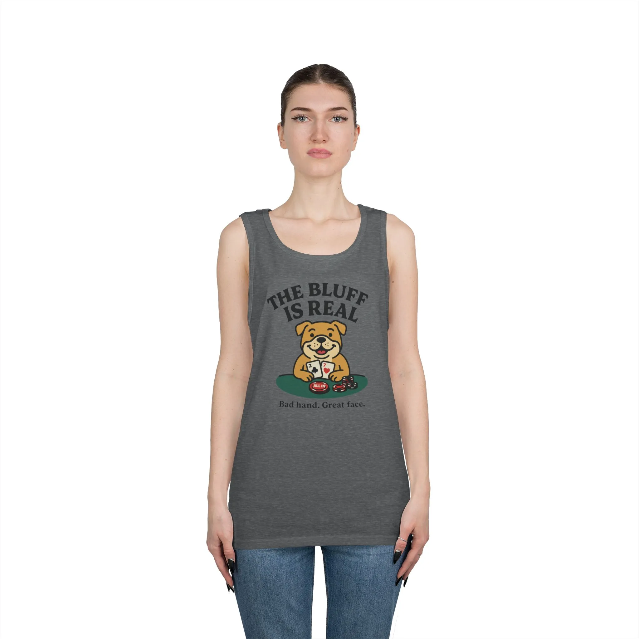 Funny Dog Poker Tank Top, The Bluff is Real Tee, Animal Lover Gift, Unisex Casino Humor Gift, Poker Night Apparel, Cute Pet Humor T-Shirt - Image 2